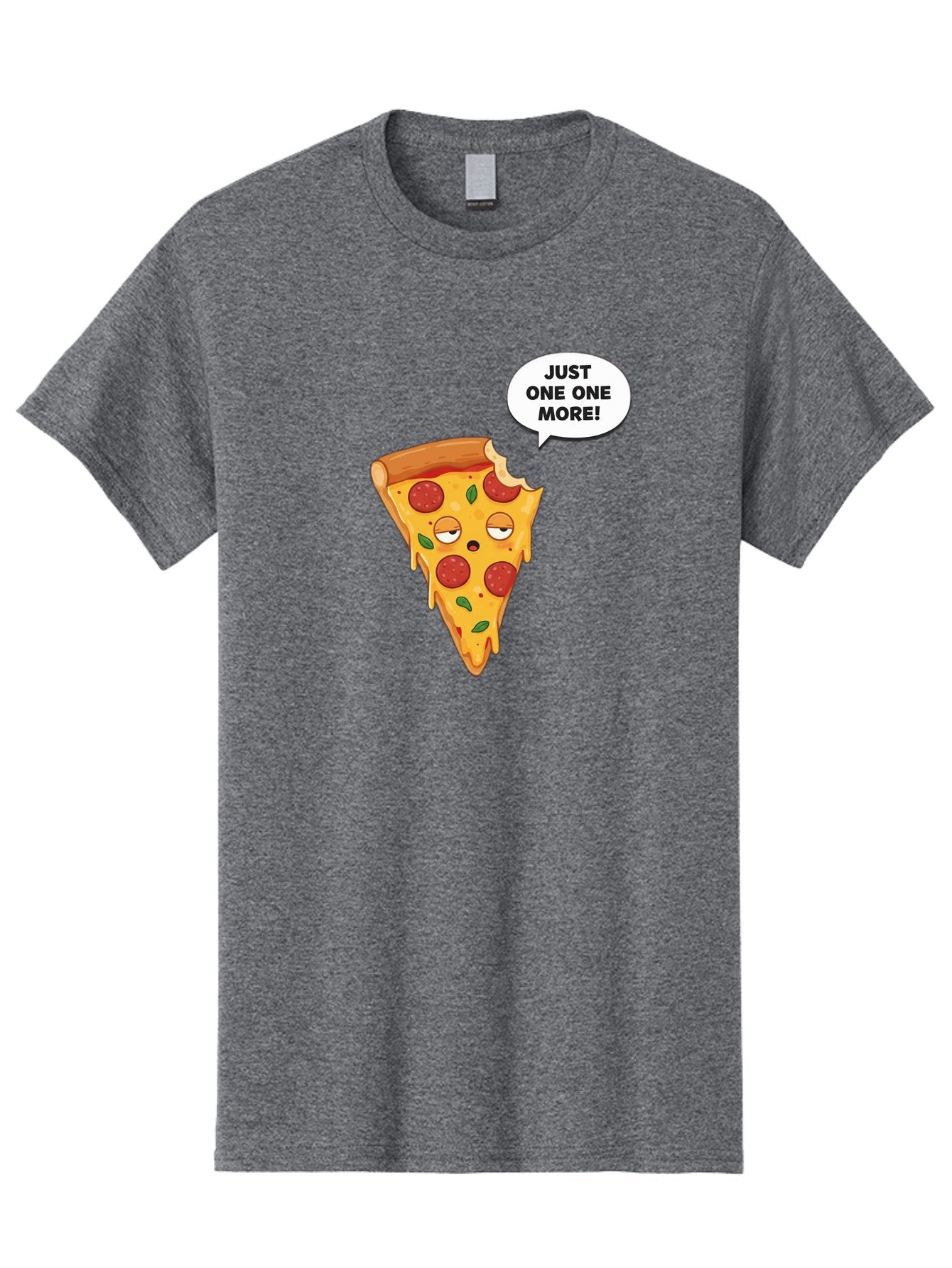 Just-One-One-More Men'S Graphic Tee, 100% Cotton, Comfortable Casual Summer Wear, Machine Washable, Cartoon Pizza Slice, Winking Face, Speech Bubble, Just One More, Pepperoni Pizza, Tempting Food, Cheesy Goodness, Indulgent Treat, Bac085 10