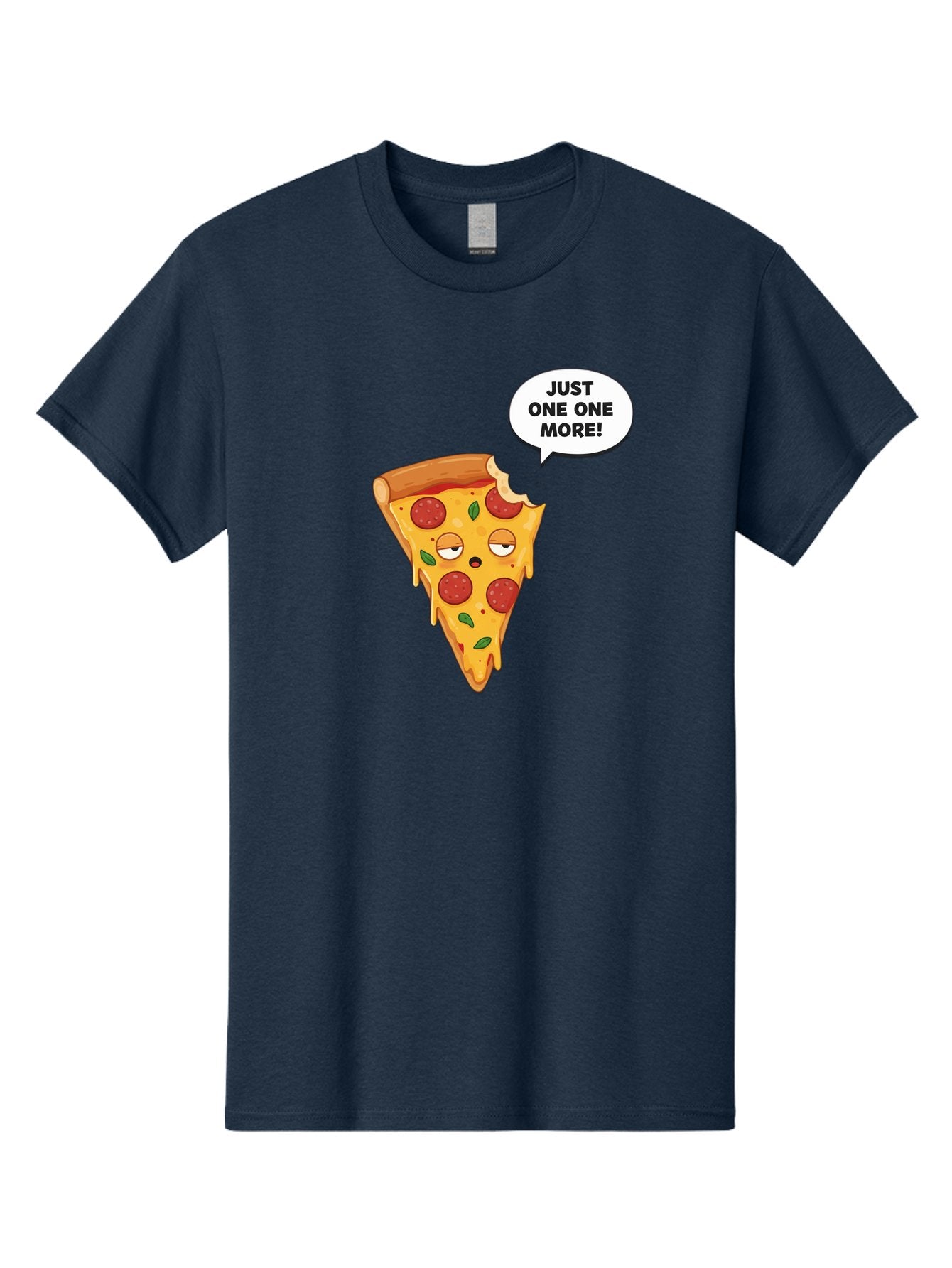 Just-One-One-More Men'S Graphic Tee, 100% Cotton, Comfortable Casual Summer Wear, Machine Washable, Cartoon Pizza Slice, Winking Face, Speech Bubble, Just One More, Pepperoni Pizza, Tempting Food, Cheesy Goodness, Indulgent Treat, Bac085 15