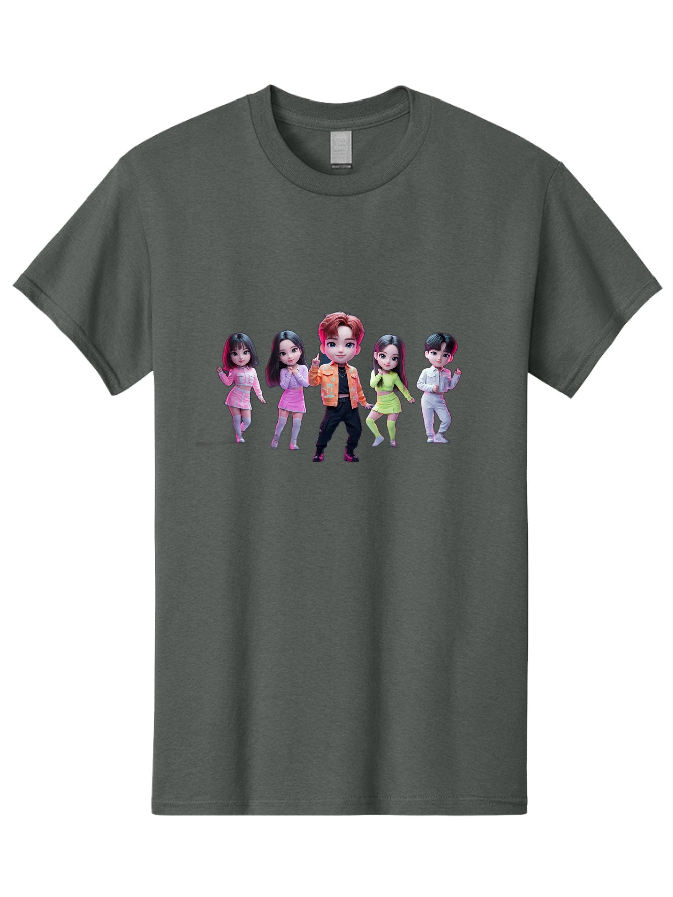 K-Pop-Group-2 Men'S Graphic Tee, 100% Cotton, Comfortable Casual Summer Wear, Machine Washable, K-Pop Idols, Group Of Dancers, Pastel Colors, Fashionable Outfits, Modern Style, Dancing Pose, Kawaii Aesthetic, Idol Culture, Pop Culture Bac091 6