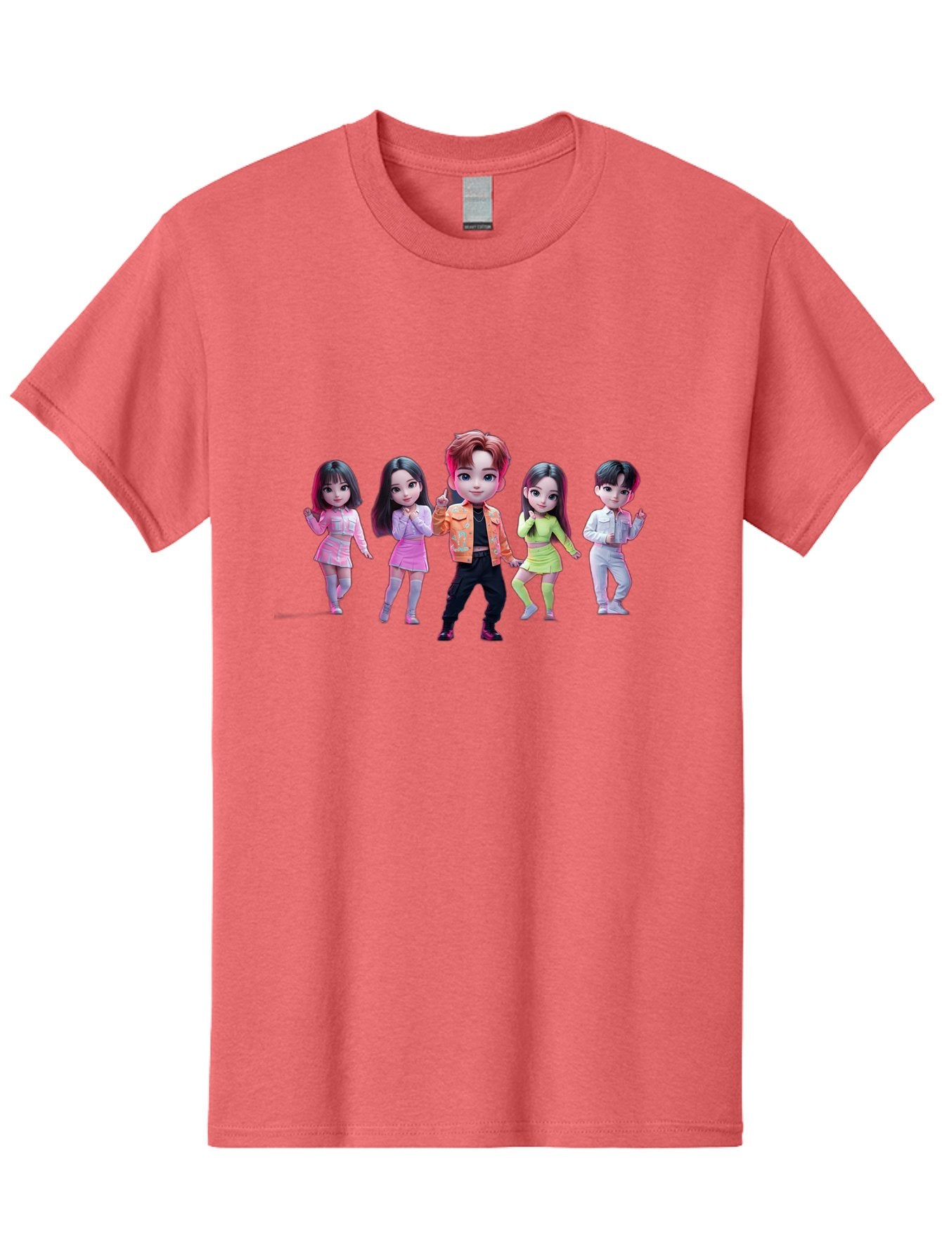 K-Pop-Group-2 Men'S Graphic Tee, 100% Cotton, Comfortable Casual Summer Wear, Machine Washable, K-Pop Idols, Group Of Dancers, Pastel Colors, Fashionable Outfits, Modern Style, Dancing Pose, Kawaii Aesthetic, Idol Culture, Pop Culture Bac091 9