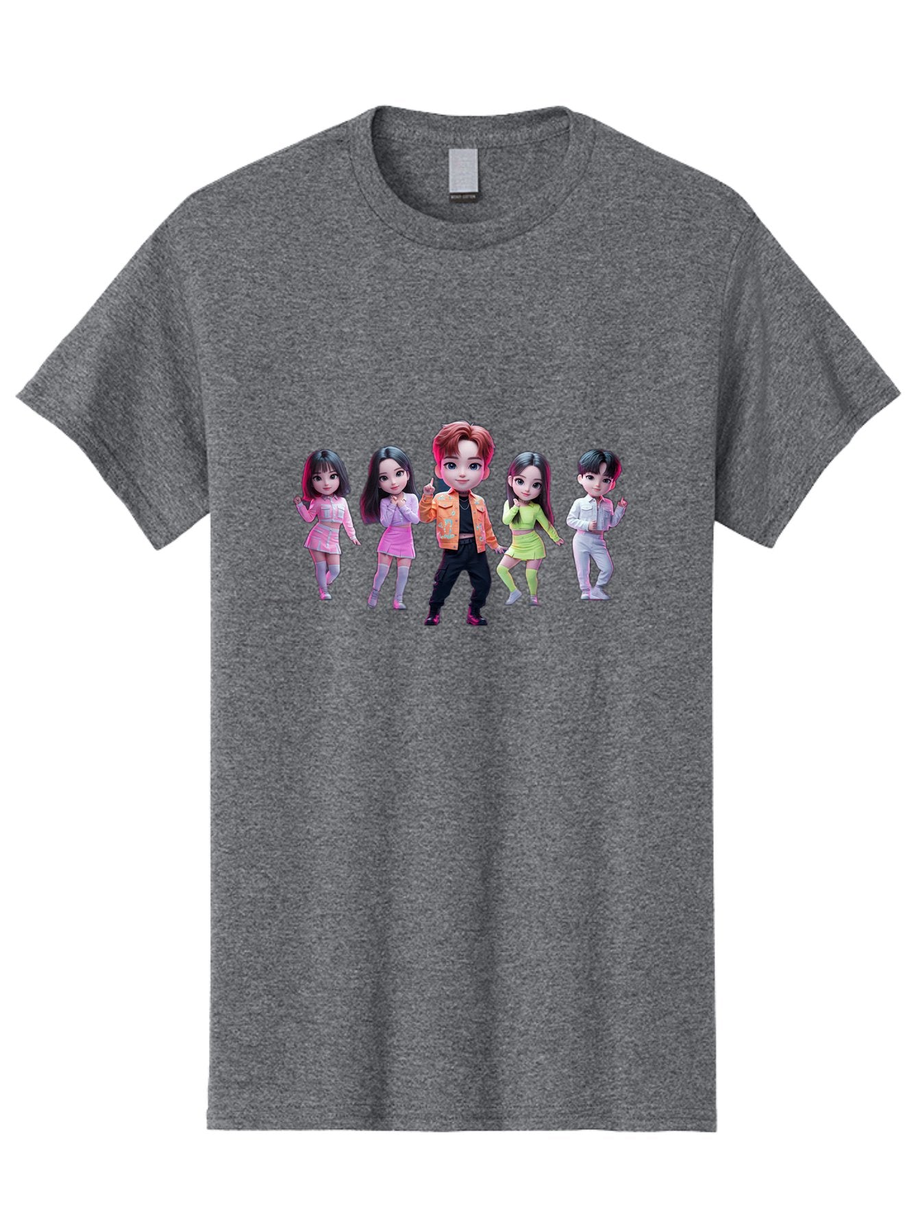 K-Pop-Group-2 Men'S Graphic Tee, 100% Cotton, Comfortable Casual Summer Wear, Machine Washable, K-Pop Idols, Group Of Dancers, Pastel Colors, Fashionable Outfits, Modern Style, Dancing Pose, Kawaii Aesthetic, Idol Culture, Pop Culture Bac091 15
