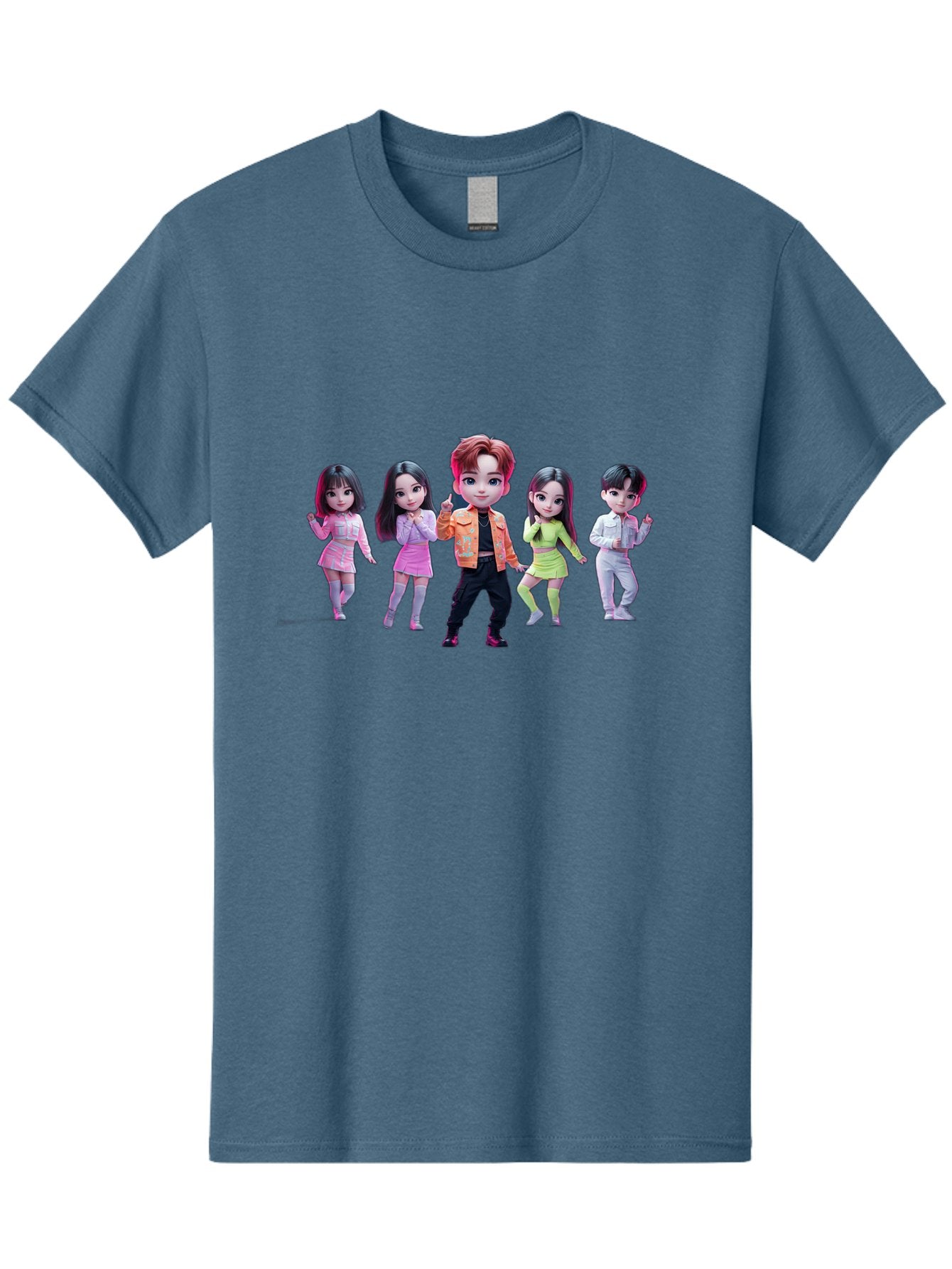 K-Pop-Group-2 Men'S Graphic Tee, 100% Cotton, Comfortable Casual Summer Wear, Machine Washable, K-Pop Idols, Group Of Dancers, Pastel Colors, Fashionable Outfits, Modern Style, Dancing Pose, Kawaii Aesthetic, Idol Culture, Pop Culture Bac091 12