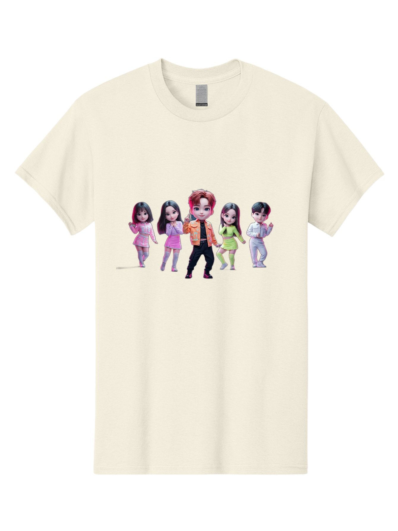 K-Pop-Group-2 Men'S Graphic Tee, 100% Cotton, Comfortable Casual Summer Wear, Machine Washable, K-Pop Idols, Group Of Dancers, Pastel Colors, Fashionable Outfits, Modern Style, Dancing Pose, Kawaii Aesthetic, Idol Culture, Pop Culture Bac091 14
