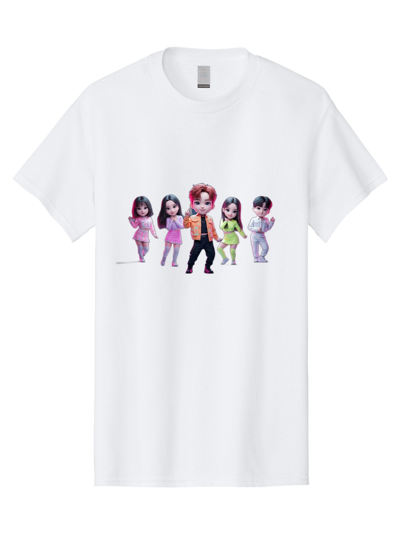 K-Pop-Group-2 Men'S Graphic Tee, 100% Cotton, Comfortable Casual Summer Wear, Machine Washable, K-Pop Idols, Group Of Dancers, Pastel Colors, Fashionable Outfits, Modern Style, Dancing Pose, Kawaii Aesthetic, Idol Culture, Pop Culture Bac091 5