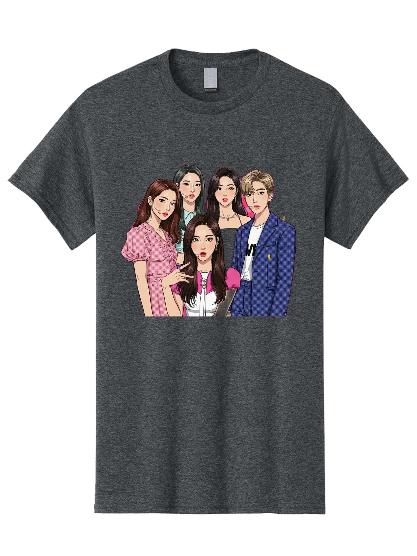 K-Pop-Group-3 Men'S Graphic Tee, 100% Cotton, Comfortable Casual Summer Wear, Machine Washable, K-Pop Idols, Fashion Illustration, Group Portrait, Stylish Clothing, Modern Pop Culture, Young Adults, Trendy Hairstyles, Pop Art Style, Bac092 3