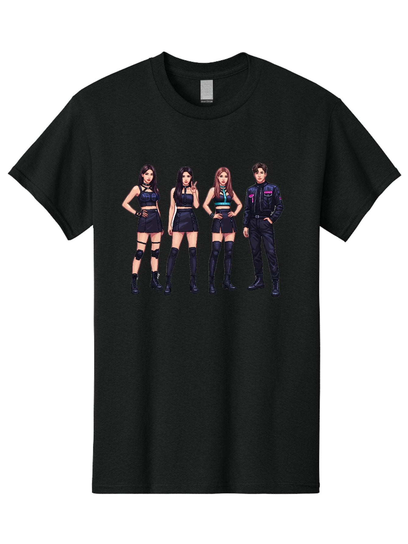 K-Pop-Group-8 Men'S Graphic Tee, 100% Cotton, Comfortable Casual Summer Wear, Machine Washable, K-Pop Fashion, Group Of Performers, Black Outfits, Stylish Clothing, Edgy Style, Modern Fashion Trends, Pop Culture Icons, Entertainment Industry, Bac097 11