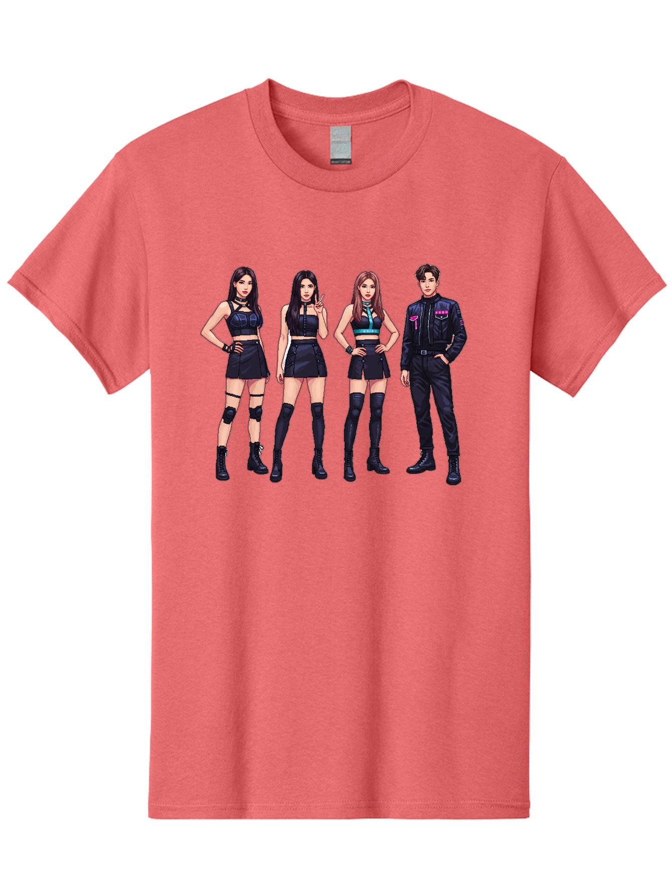 K-Pop-Group-8 Men'S Graphic Tee, 100% Cotton, Comfortable Casual Summer Wear, Machine Washable, K-Pop Fashion, Group Of Performers, Black Outfits, Stylish Clothing, Edgy Style, Modern Fashion Trends, Pop Culture Icons, Entertainment Industry, Bac097 14