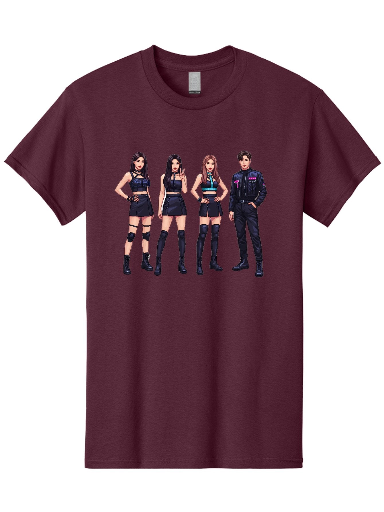 K-Pop-Group-8 Men'S Graphic Tee, 100% Cotton, Comfortable Casual Summer Wear, Machine Washable, K-Pop Fashion, Group Of Performers, Black Outfits, Stylish Clothing, Edgy Style, Modern Fashion Trends, Pop Culture Icons, Entertainment Industry, Bac097 8