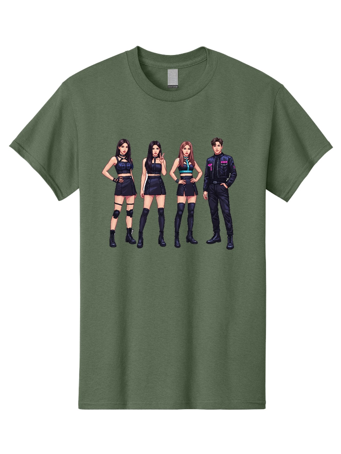 K-Pop-Group-8 Men'S Graphic Tee, 100% Cotton, Comfortable Casual Summer Wear, Machine Washable, K-Pop Fashion, Group Of Performers, Black Outfits, Stylish Clothing, Edgy Style, Modern Fashion Trends, Pop Culture Icons, Entertainment Industry, Bac097