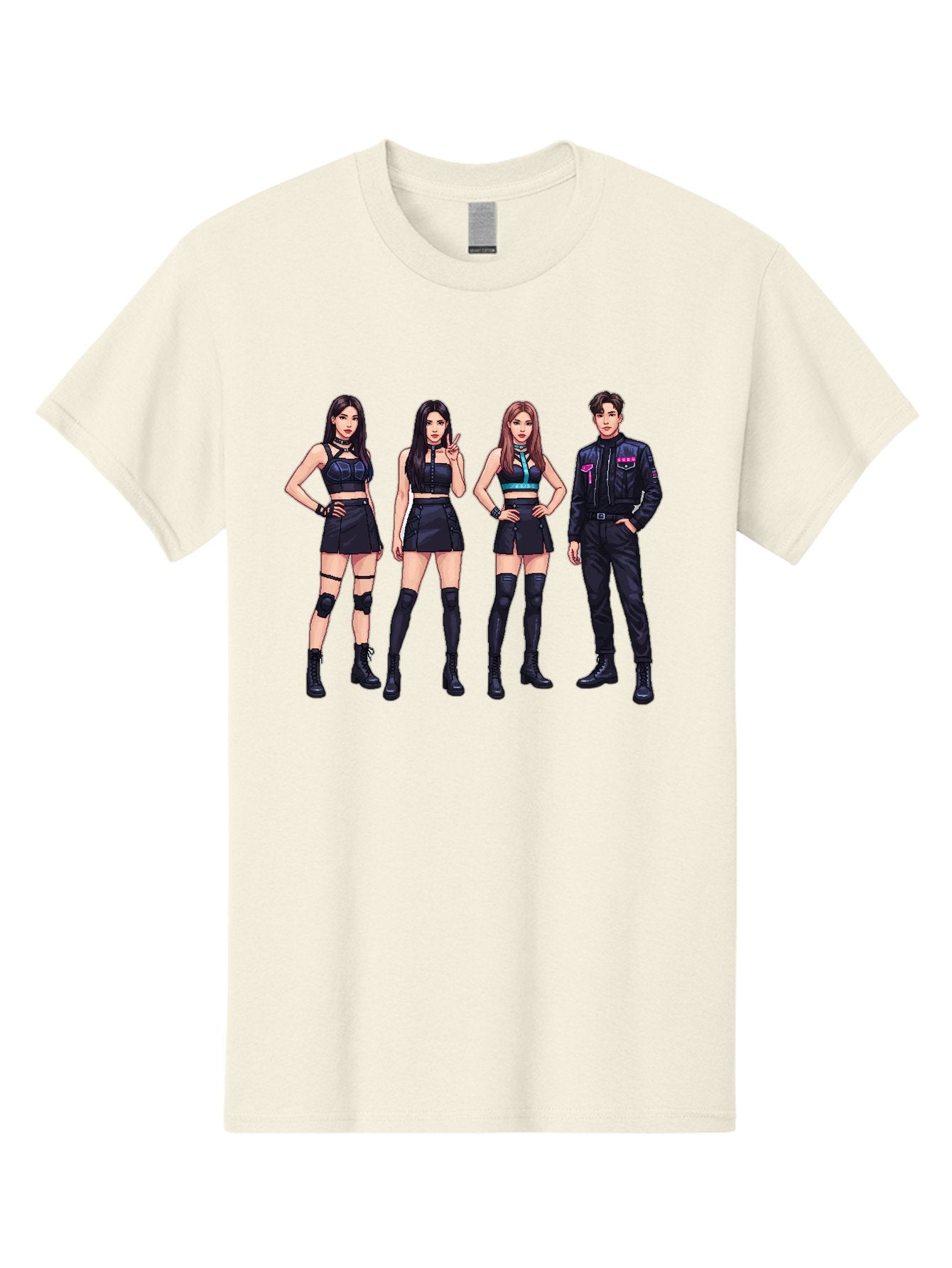 K-Pop-Group-8 Men'S Graphic Tee, 100% Cotton, Comfortable Casual Summer Wear, Machine Washable, K-Pop Fashion, Group Of Performers, Black Outfits, Stylish Clothing, Edgy Style, Modern Fashion Trends, Pop Culture Icons, Entertainment Industry, Bac097 4