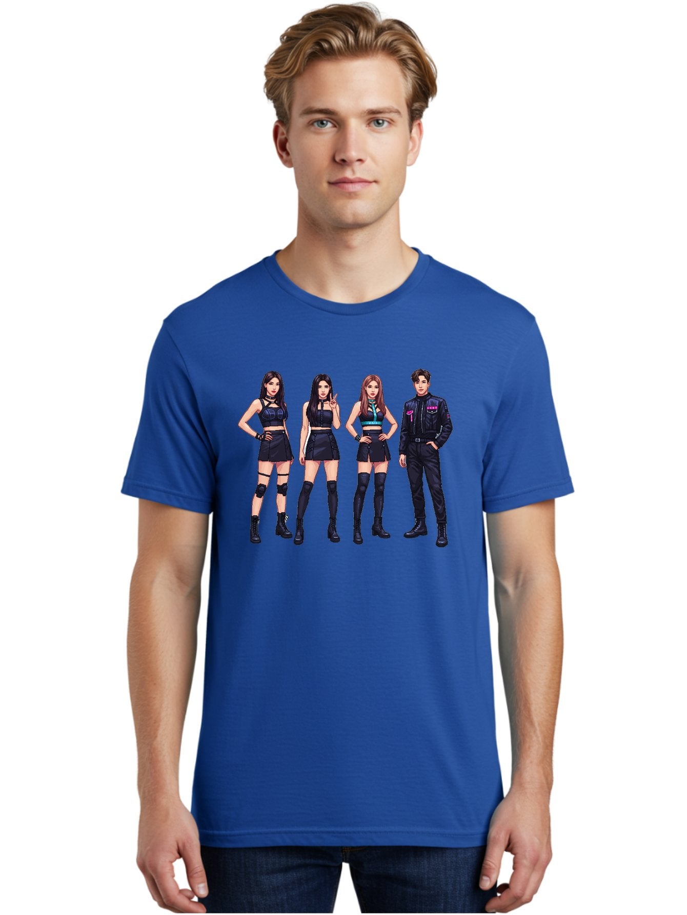K-Pop-Group-8 Men'S Graphic Tee, 100% Cotton, Comfortable Casual Summer Wear, Machine Washable, K-Pop Fashion, Group Of Performers, Black Outfits, Stylish Clothing, Edgy Style, Modern Fashion Trends, Pop Culture Icons, Entertainment Industry, Bac097 30