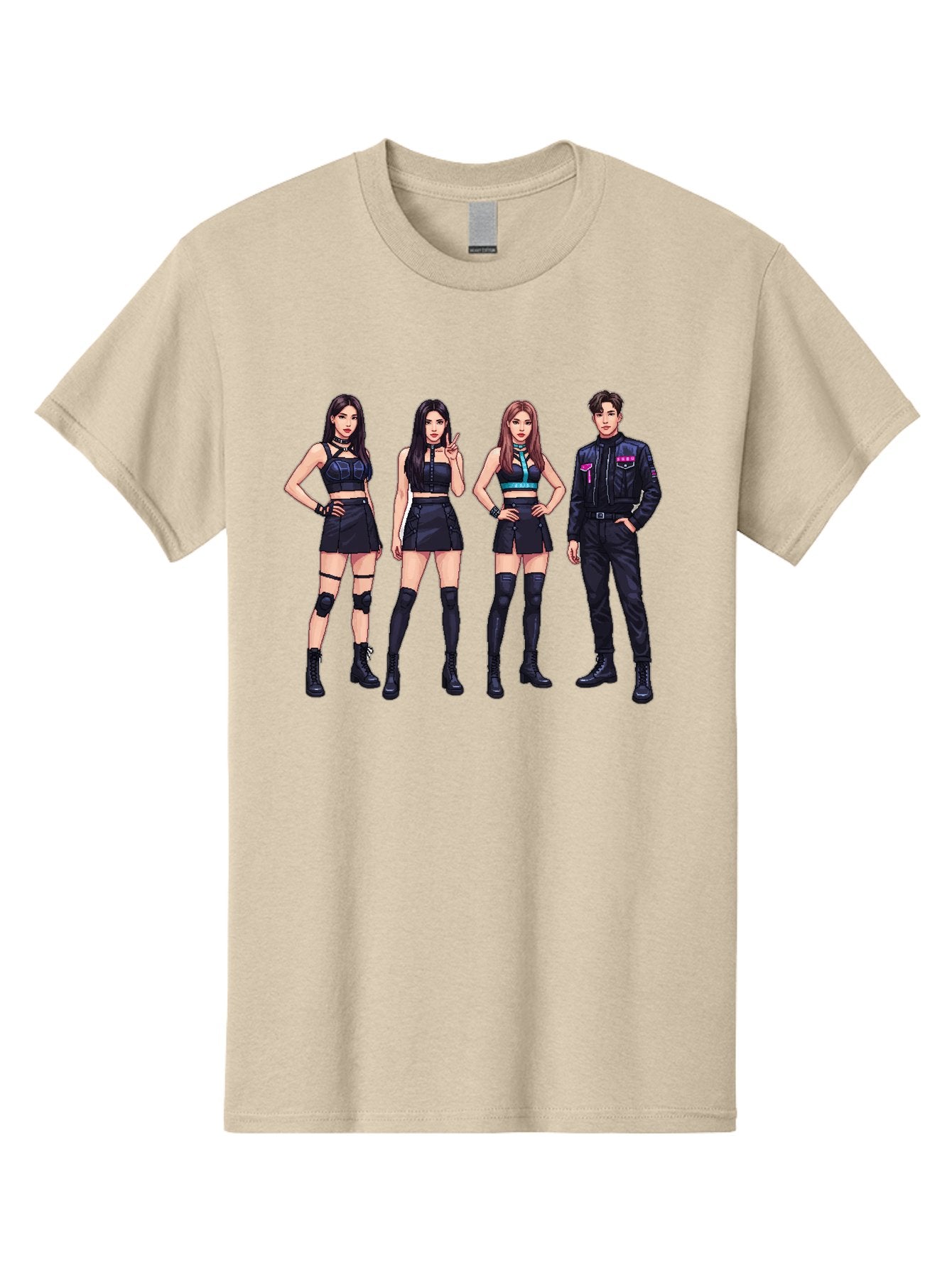 K-Pop-Group-8 Men'S Graphic Tee, 100% Cotton, Comfortable Casual Summer Wear, Machine Washable, K-Pop Fashion, Group Of Performers, Black Outfits, Stylish Clothing, Edgy Style, Modern Fashion Trends, Pop Culture Icons, Entertainment Industry, Bac097 6