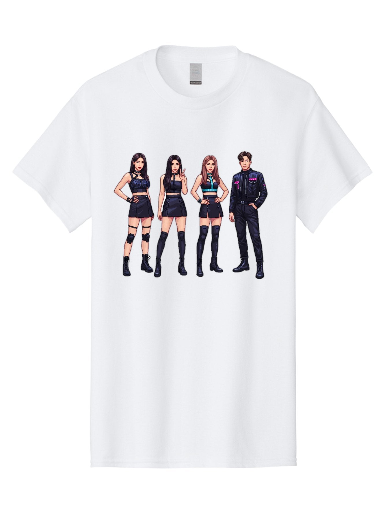 K-Pop-Group-8 Men'S Graphic Tee, 100% Cotton, Comfortable Casual Summer Wear, Machine Washable, K-Pop Fashion, Group Of Performers, Black Outfits, Stylish Clothing, Edgy Style, Modern Fashion Trends, Pop Culture Icons, Entertainment Industry, Bac097 7