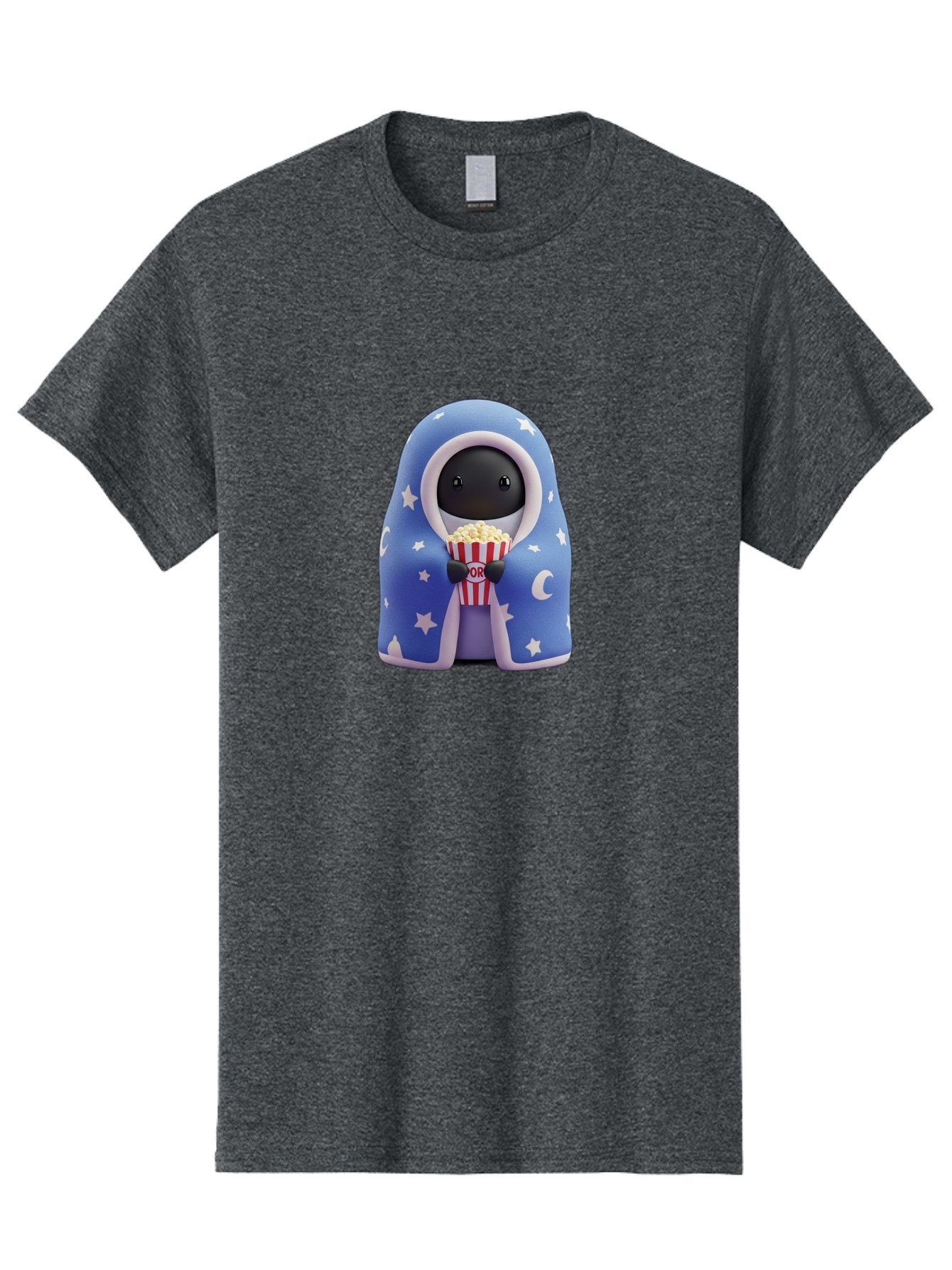 Kaws-Companion Men'S Graphic Tee, 100% Cotton, Comfortable Casual Summer Wear, Machine Washable, Cartoon Character, Blue Robe With Stars, Holding Popcorn, Moon Symbol, Night Theme, Cute Design, Whimsical, Pop Culture, Relaxed, Casual, Bac107 15