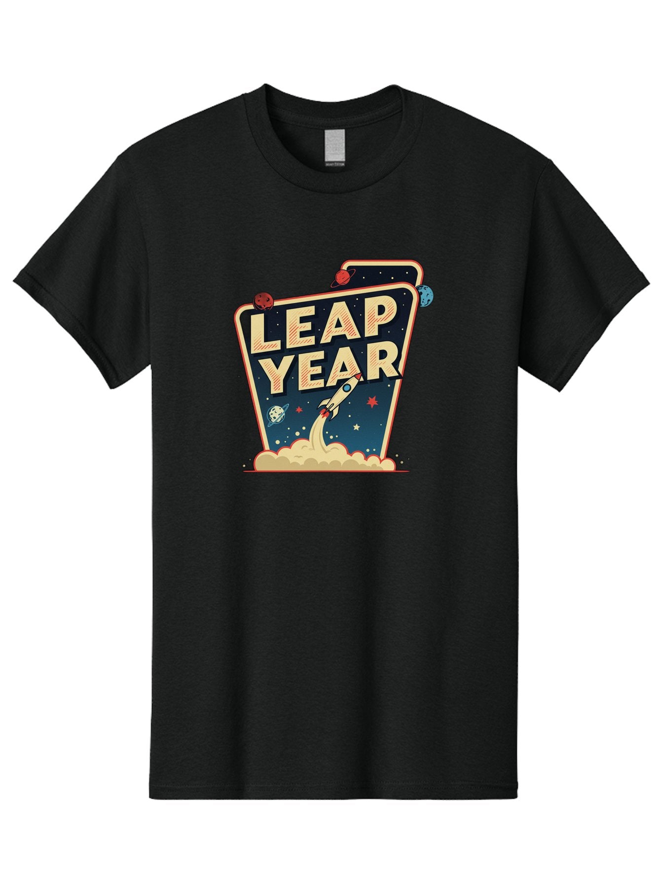 Leap-Year-1 Men'S Graphic Tee, 100% Cotton, Comfortable Casual Summer Wear, Machine Washable, Leap Year, Rocket Ship, Space Travel, Stars, Planets, Celestial Bodies, Retro-Futuristic, Vintage Space, Space Exploration, Launch Sequence Bac111 5