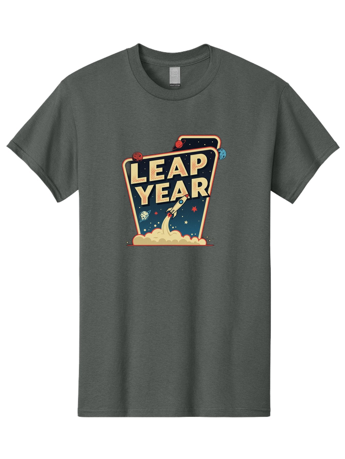 Leap-Year-1 Men'S Graphic Tee, 100% Cotton, Comfortable Casual Summer Wear, Machine Washable, Leap Year, Rocket Ship, Space Travel, Stars, Planets, Celestial Bodies, Retro-Futuristic, Vintage Space, Space Exploration, Launch Sequence Bac111 12