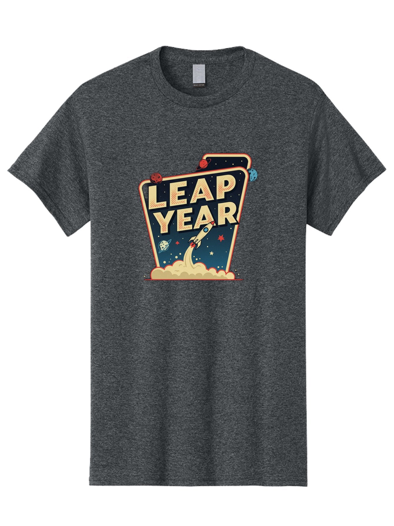 Leap-Year-1 Men'S Graphic Tee, 100% Cotton, Comfortable Casual Summer Wear, Machine Washable, Leap Year, Rocket Ship, Space Travel, Stars, Planets, Celestial Bodies, Retro-Futuristic, Vintage Space, Space Exploration, Launch Sequence Bac111 4