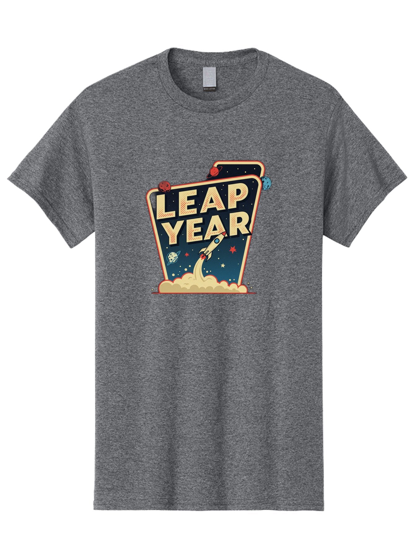 Leap-Year-1 Men'S Graphic Tee, 100% Cotton, Comfortable Casual Summer Wear, Machine Washable, Leap Year, Rocket Ship, Space Travel, Stars, Planets, Celestial Bodies, Retro-Futuristic, Vintage Space, Space Exploration, Launch Sequence Bac111 8