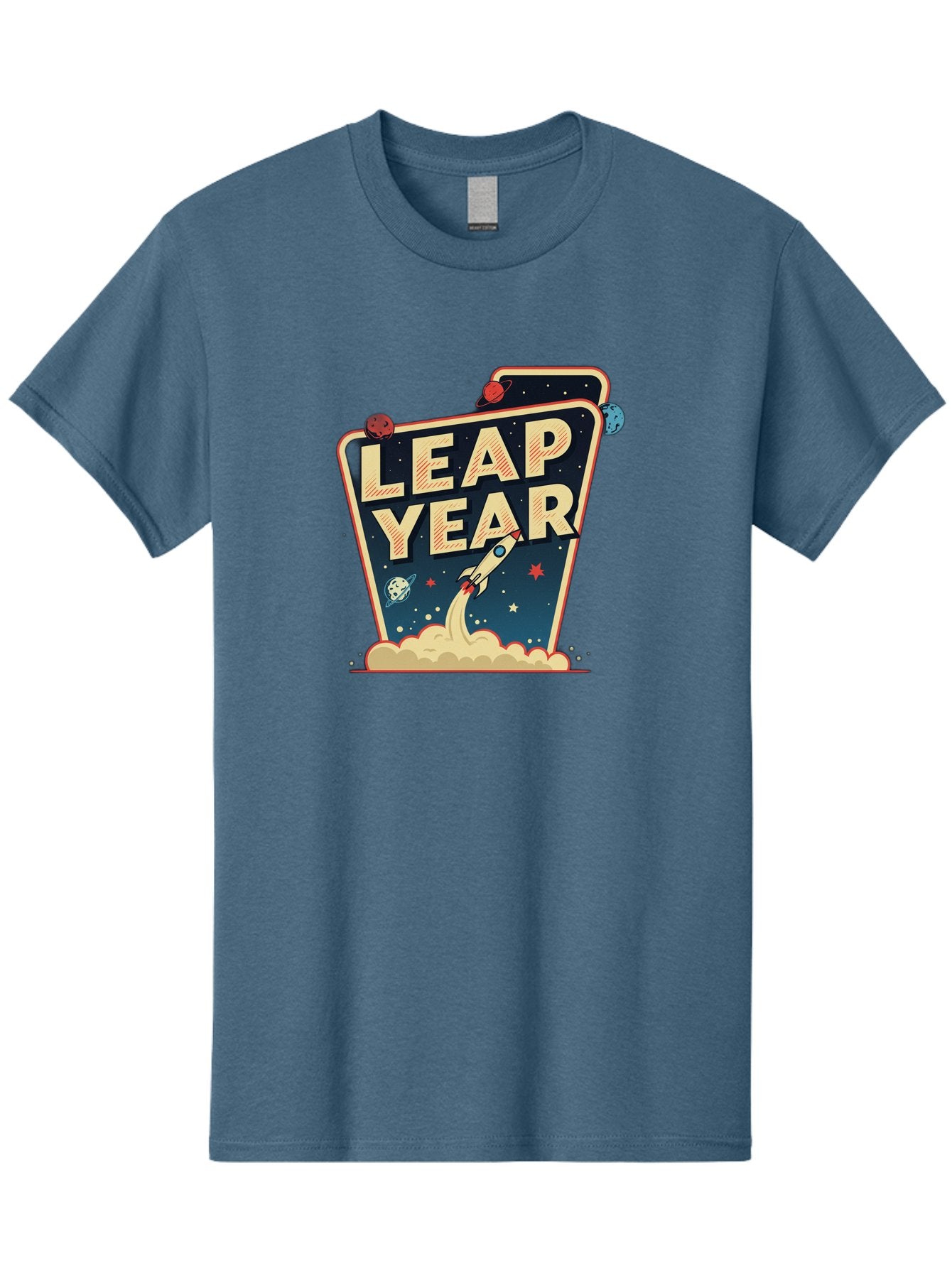 Leap-Year-1 Men'S Graphic Tee, 100% Cotton, Comfortable Casual Summer Wear, Machine Washable, Leap Year, Rocket Ship, Space Travel, Stars, Planets, Celestial Bodies, Retro-Futuristic, Vintage Space, Space Exploration, Launch Sequence Bac111 9
