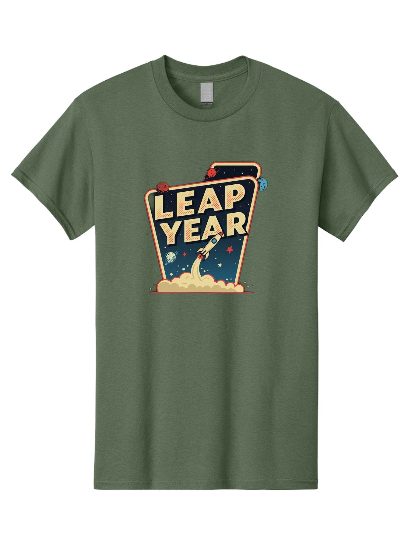 Leap-Year-1 Men'S Graphic Tee, 100% Cotton, Comfortable Casual Summer Wear, Machine Washable, Leap Year, Rocket Ship, Space Travel, Stars, Planets, Celestial Bodies, Retro-Futuristic, Vintage Space, Space Exploration, Launch Sequence Bac111 14