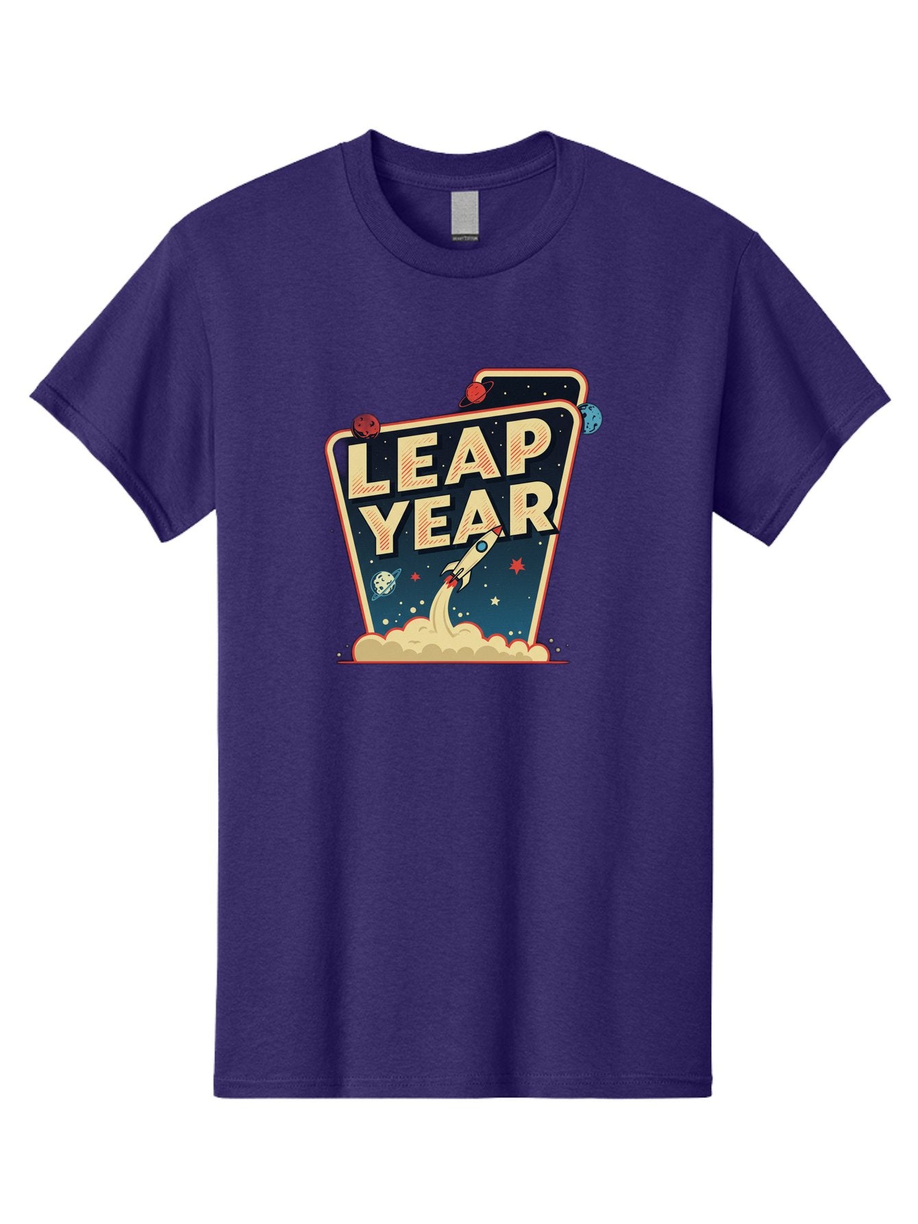 Leap-Year-1 Men'S Graphic Tee, 100% Cotton, Comfortable Casual Summer Wear, Machine Washable, Leap Year, Rocket Ship, Space Travel, Stars, Planets, Celestial Bodies, Retro-Futuristic, Vintage Space, Space Exploration, Launch Sequence Bac111 7