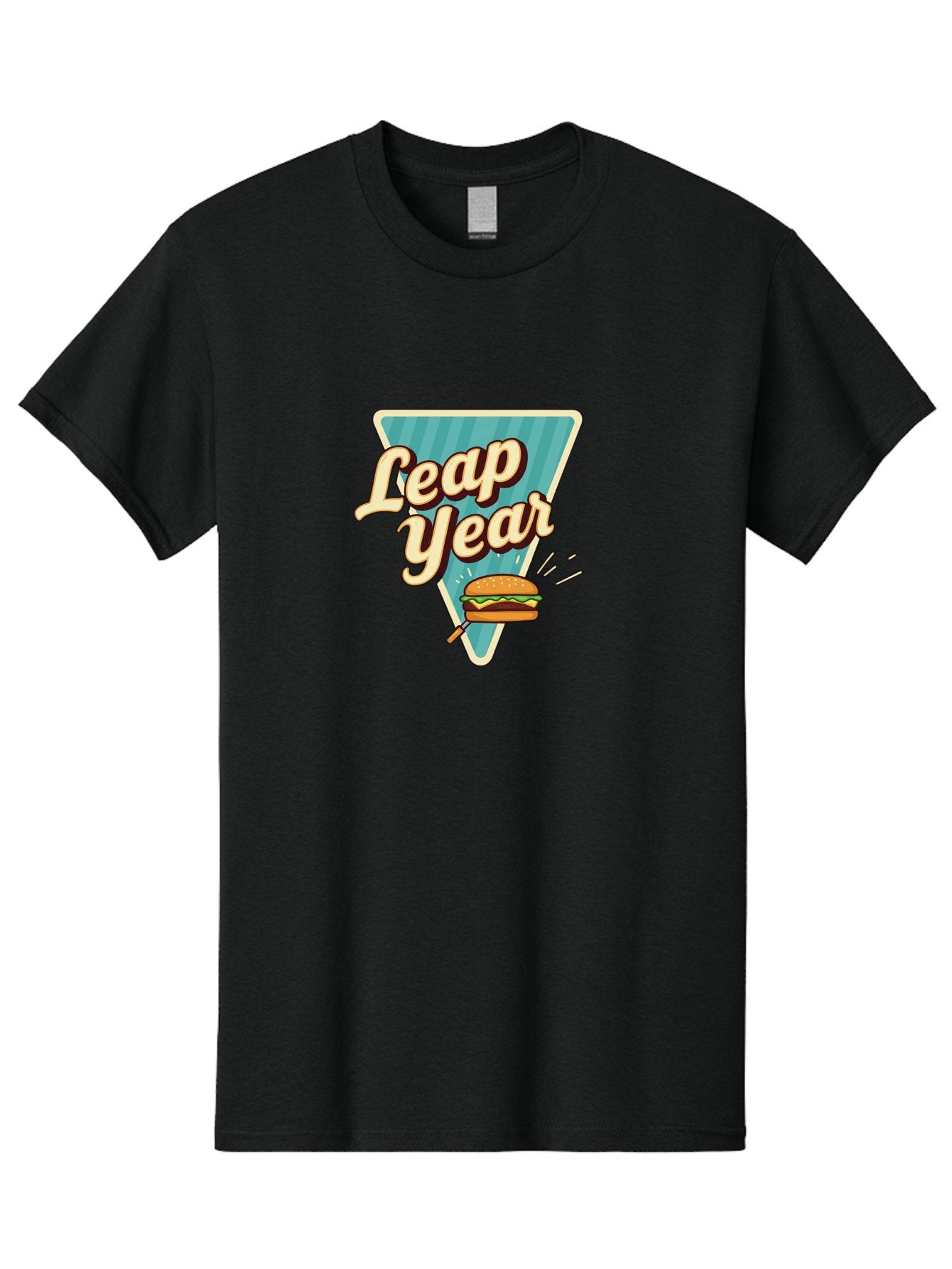 Leap-Year-2 Men'S Graphic Tee, 100% Cotton, Comfortable Casual Summer Wear, Machine Washable, Leap Year, Burger On A Fork, Cartoon Burger, Fun Food, Quirky Design, Playful Graphics, Vintage Style, Retro Illustration, Fun Concept Bac112 15