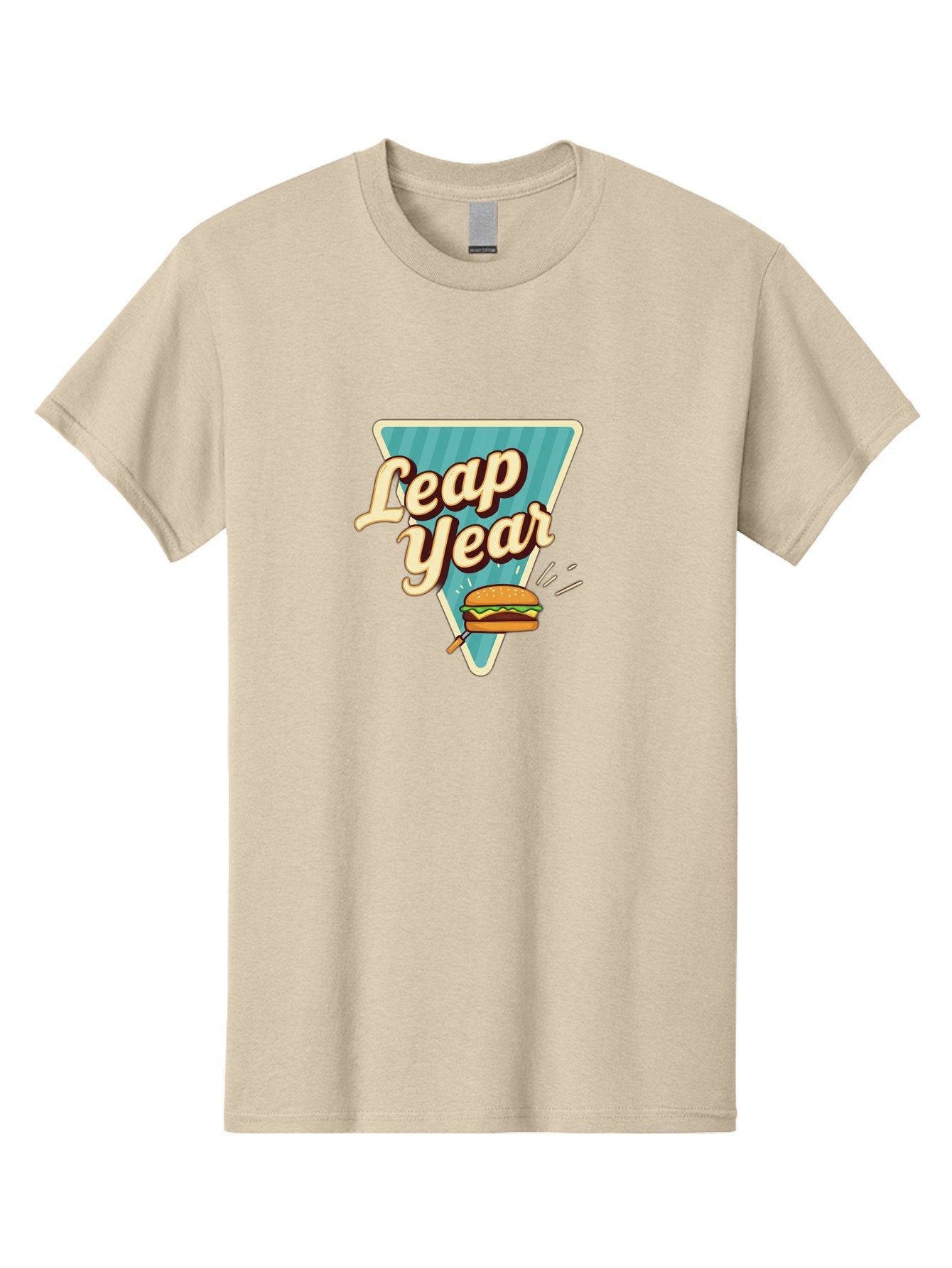 Leap-Year-2 Men'S Graphic Tee, 100% Cotton, Comfortable Casual Summer Wear, Machine Washable, Leap Year, Burger On A Fork, Cartoon Burger, Fun Food, Quirky Design, Playful Graphics, Vintage Style, Retro Illustration, Fun Concept Bac112 10