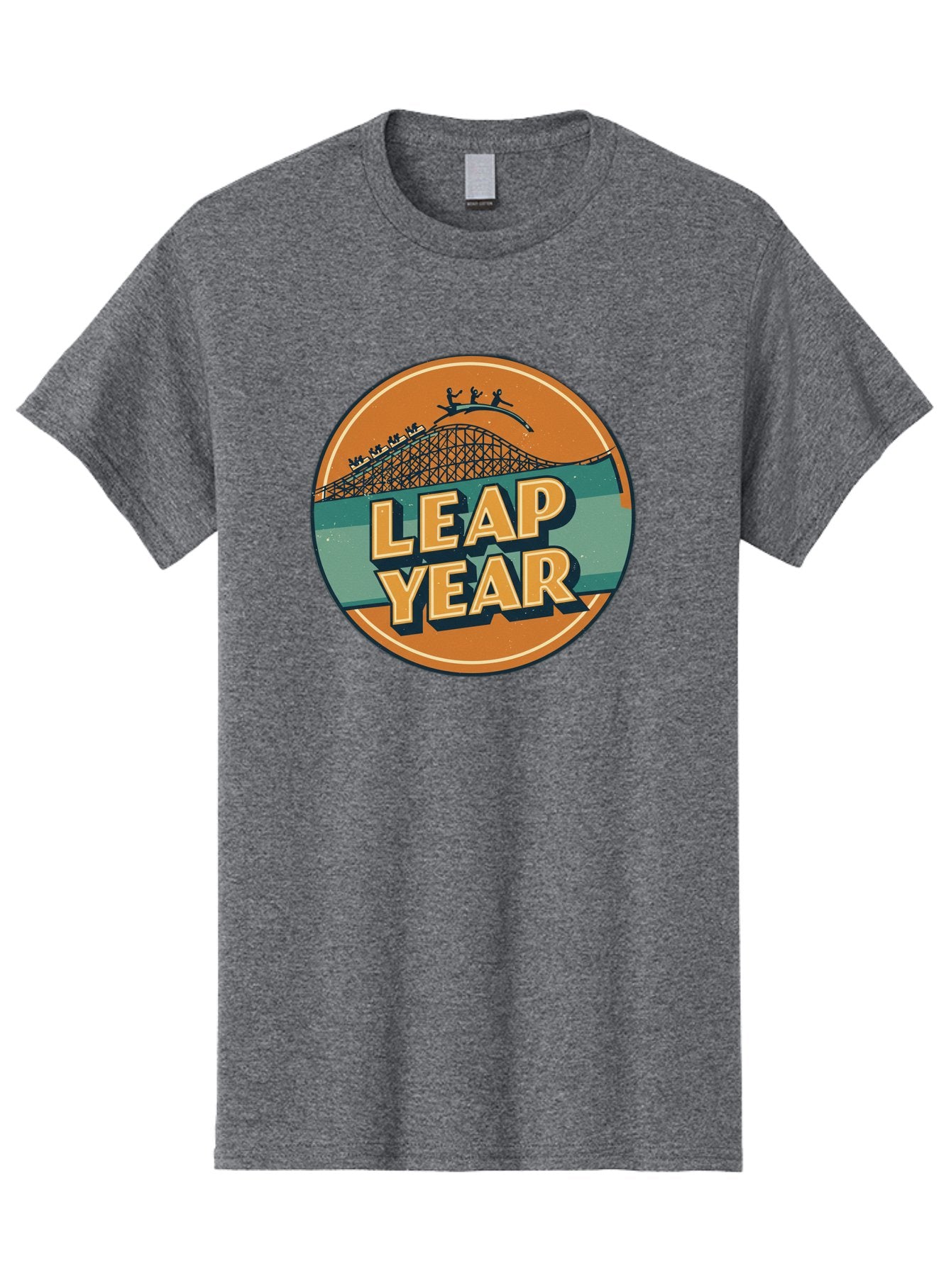 Leap-Year-3 Men'S Graphic Tee, 100% Cotton, Comfortable Casual Summer Wear, Machine Washable, Leap Year, Roller Coaster, Amusement Park, Thrill Ride, Adventure, Excitement, Fun, Joyful Leaps Bac113 5