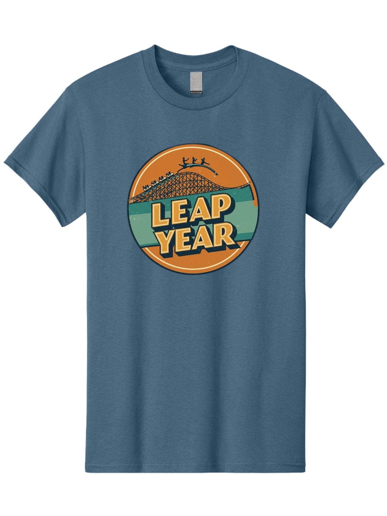 Leap-Year-3 Men'S Graphic Tee, 100% Cotton, Comfortable Casual Summer Wear, Machine Washable, Leap Year, Roller Coaster, Amusement Park, Thrill Ride, Adventure, Excitement, Fun, Joyful Leaps Bac113 12
