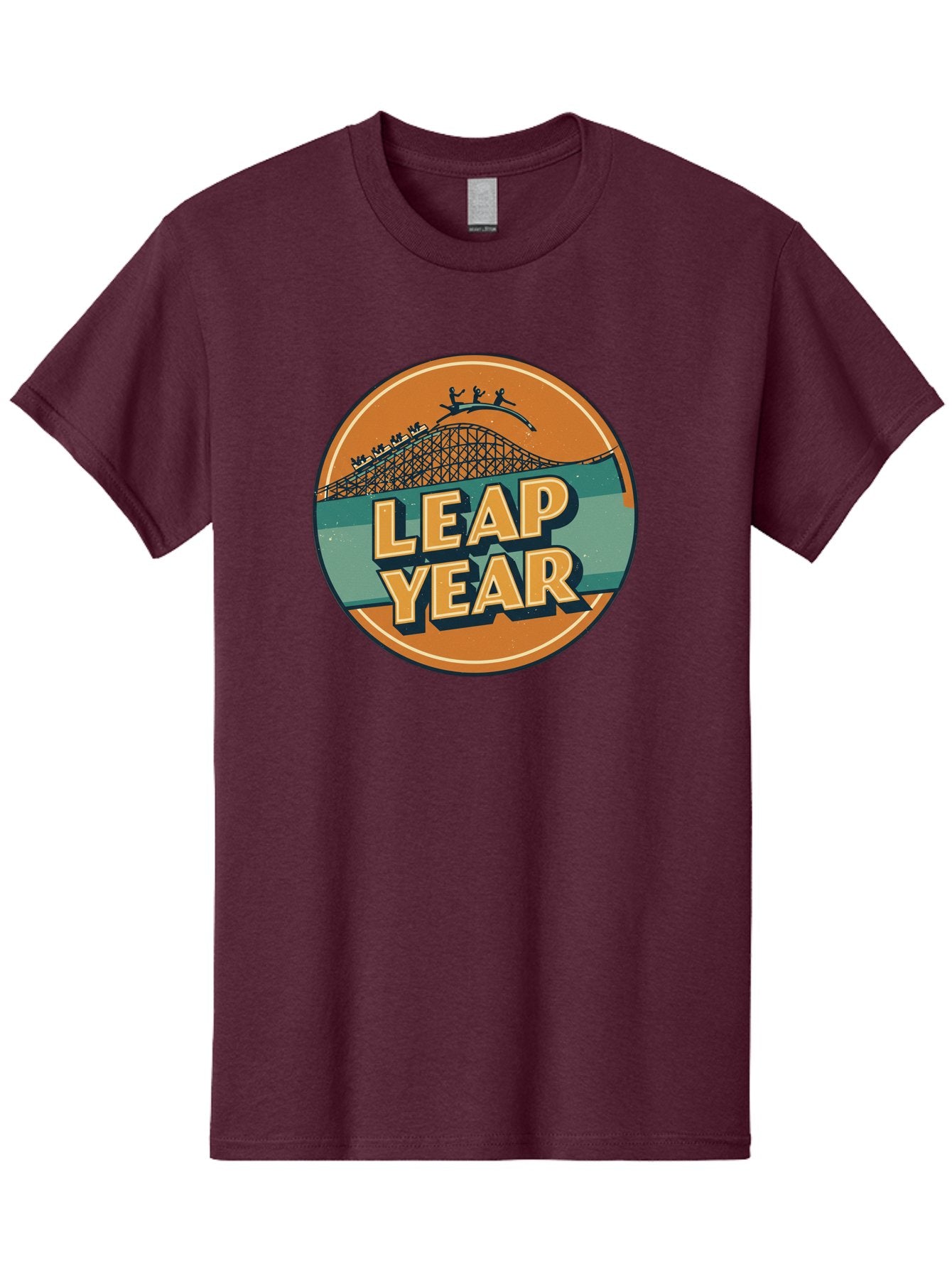 Leap-Year-3 Men'S Graphic Tee, 100% Cotton, Comfortable Casual Summer Wear, Machine Washable, Leap Year, Roller Coaster, Amusement Park, Thrill Ride, Adventure, Excitement, Fun, Joyful Leaps Bac113 14