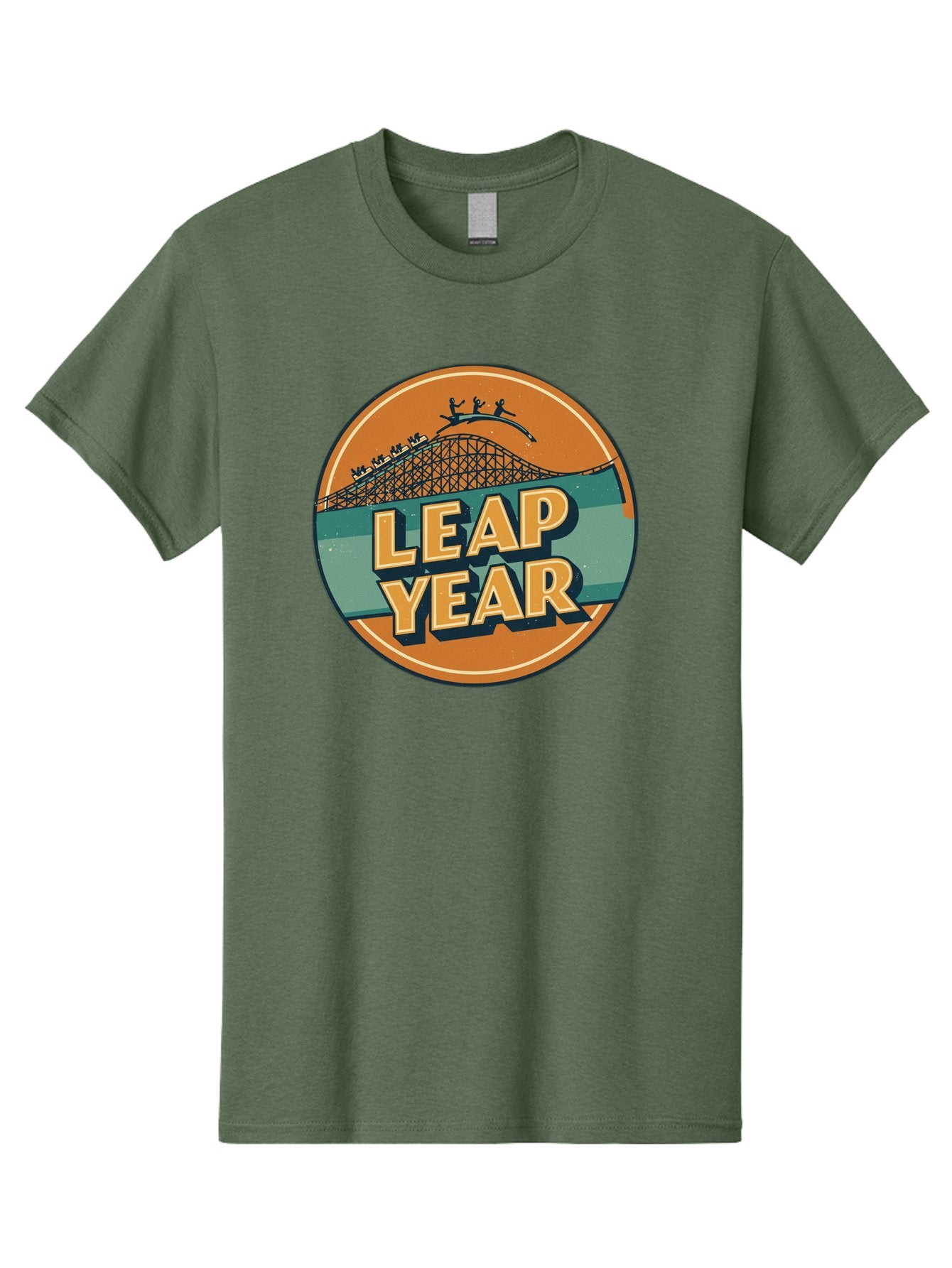 Leap-Year-3 Men'S Graphic Tee, 100% Cotton, Comfortable Casual Summer Wear, Machine Washable, Leap Year, Roller Coaster, Amusement Park, Thrill Ride, Adventure, Excitement, Fun, Joyful Leaps Bac113 9