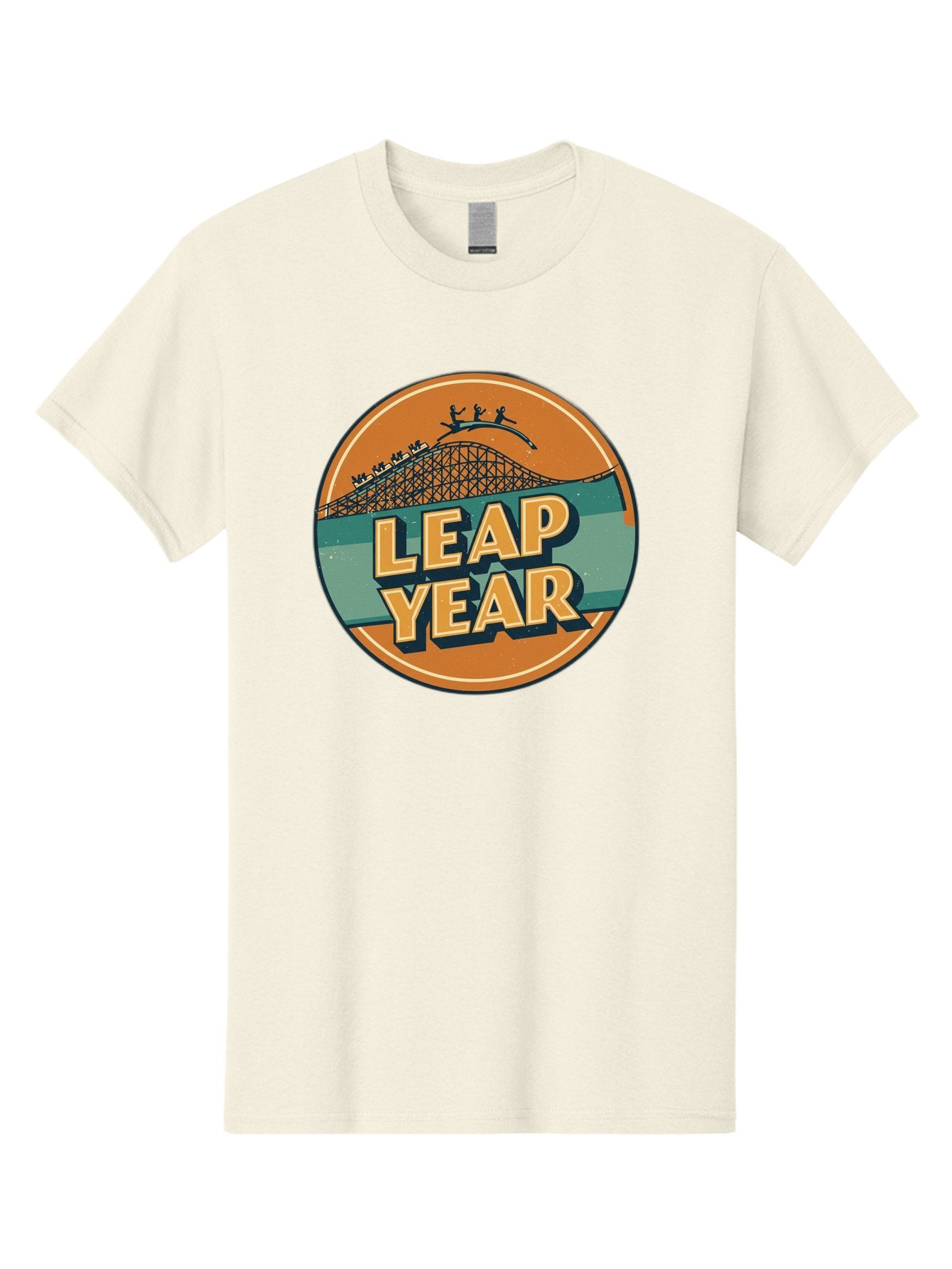 Leap-Year-3 Men'S Graphic Tee, 100% Cotton, Comfortable Casual Summer Wear, Machine Washable, Leap Year, Roller Coaster, Amusement Park, Thrill Ride, Adventure, Excitement, Fun, Joyful Leaps Bac113 3