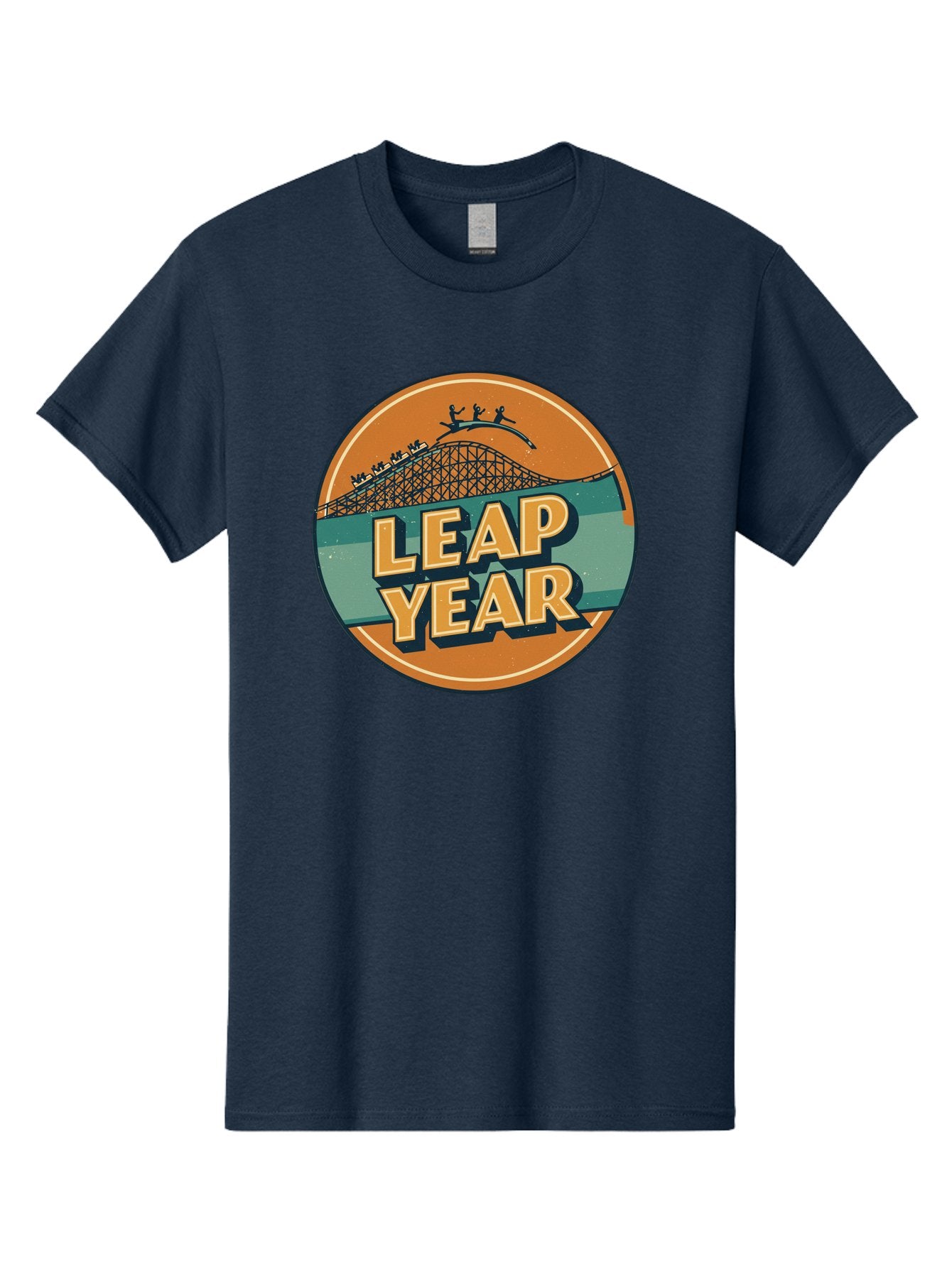 Leap-Year-3 Men'S Graphic Tee, 100% Cotton, Comfortable Casual Summer Wear, Machine Washable, Leap Year, Roller Coaster, Amusement Park, Thrill Ride, Adventure, Excitement, Fun, Joyful Leaps Bac113 4
