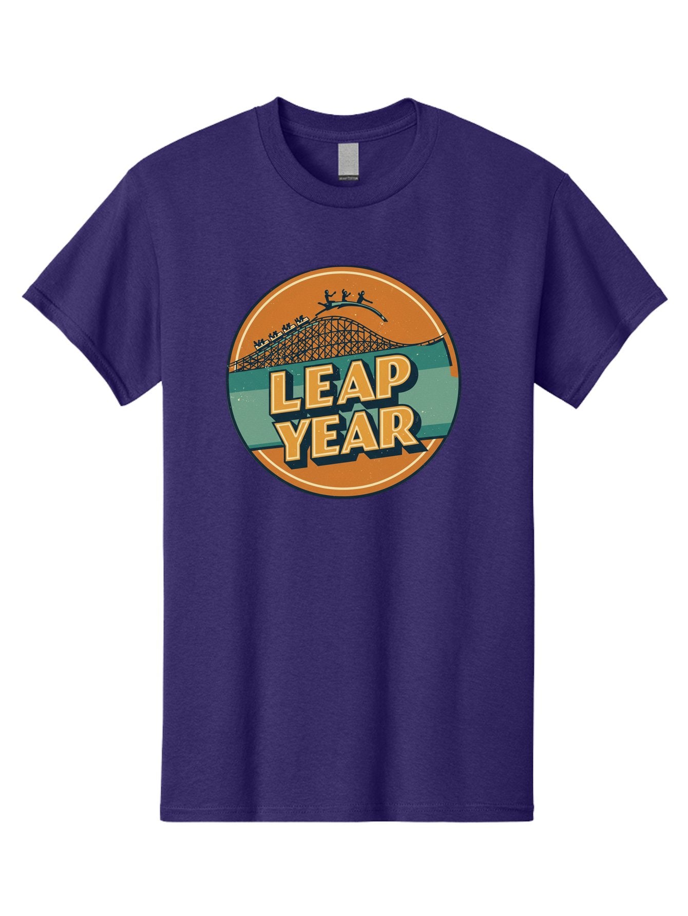 Leap-Year-3 Men'S Graphic Tee, 100% Cotton, Comfortable Casual Summer Wear, Machine Washable, Leap Year, Roller Coaster, Amusement Park, Thrill Ride, Adventure, Excitement, Fun, Joyful Leaps Bac113 6