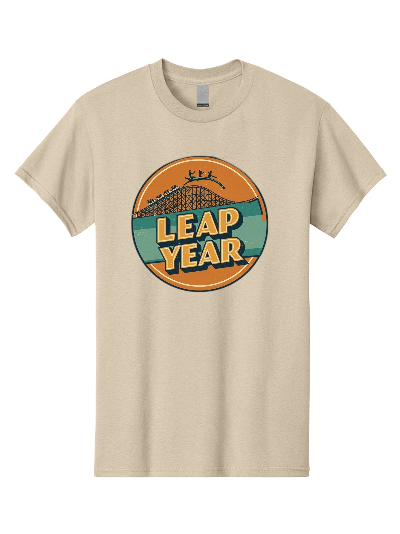 Leap-Year-3 Men'S Graphic Tee, 100% Cotton, Comfortable Casual Summer Wear, Machine Washable, Leap Year, Roller Coaster, Amusement Park, Thrill Ride, Adventure, Excitement, Fun, Joyful Leaps Bac113 15