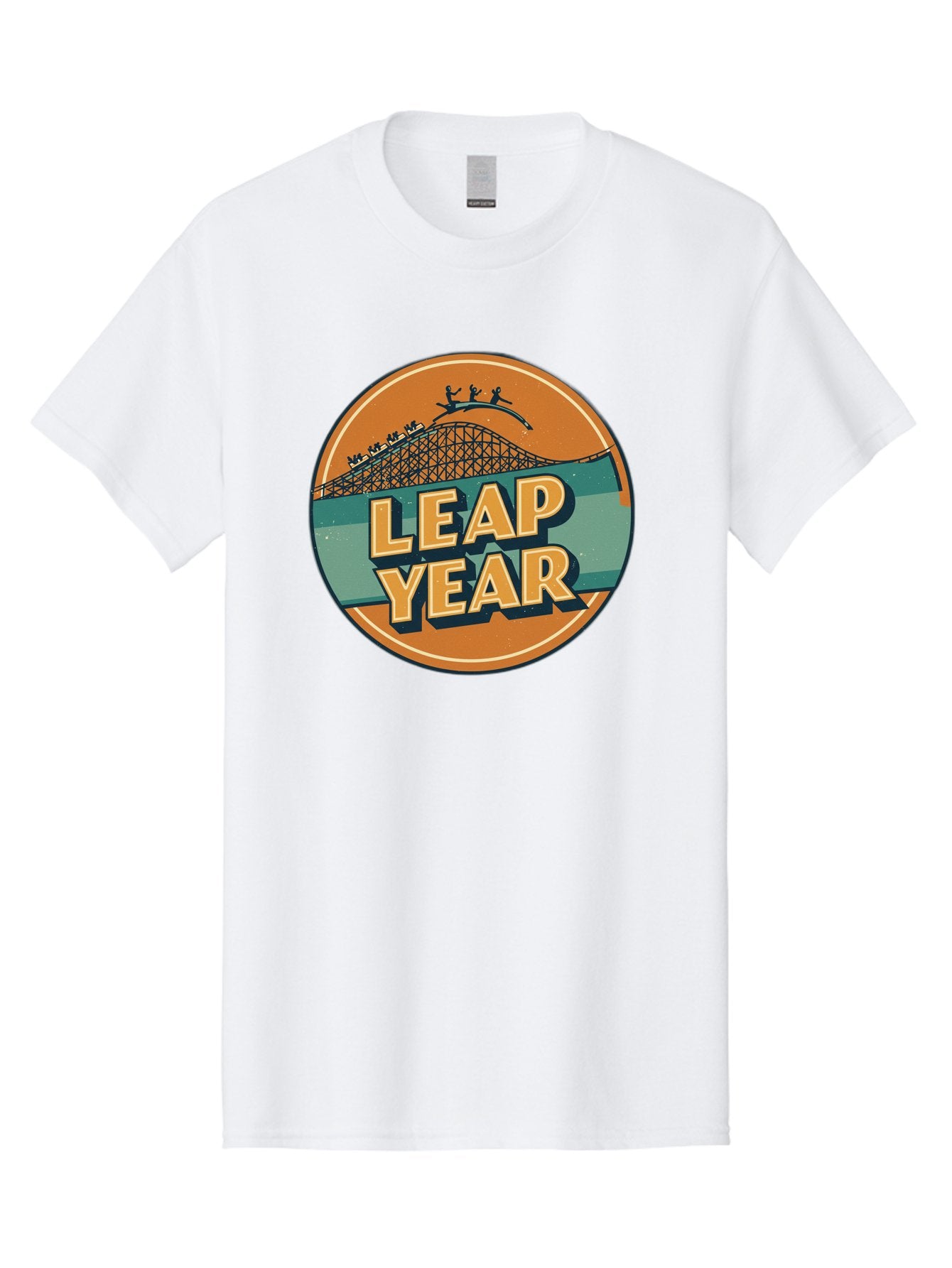 Leap-Year-3 Men'S Graphic Tee, 100% Cotton, Comfortable Casual Summer Wear, Machine Washable, Leap Year, Roller Coaster, Amusement Park, Thrill Ride, Adventure, Excitement, Fun, Joyful Leaps Bac113 7