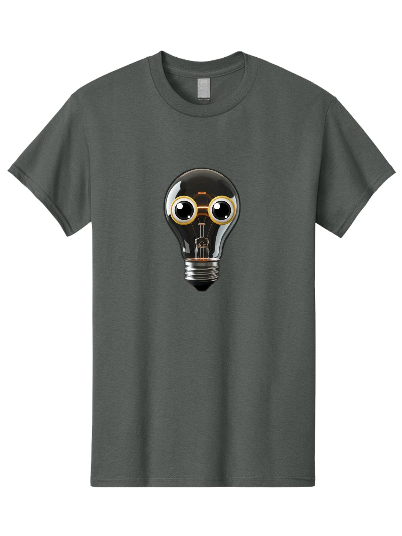 Light-Bulb-Eyes Men'S Graphic Tee, 100% Cotton, Comfortable Casual Summer Wear, Machine Washable, Cartoon Light Bulb, Light Bulb Character, Creative Idea, Innovation, Inspiration, Creative Thinking, Problem Solving Bac120