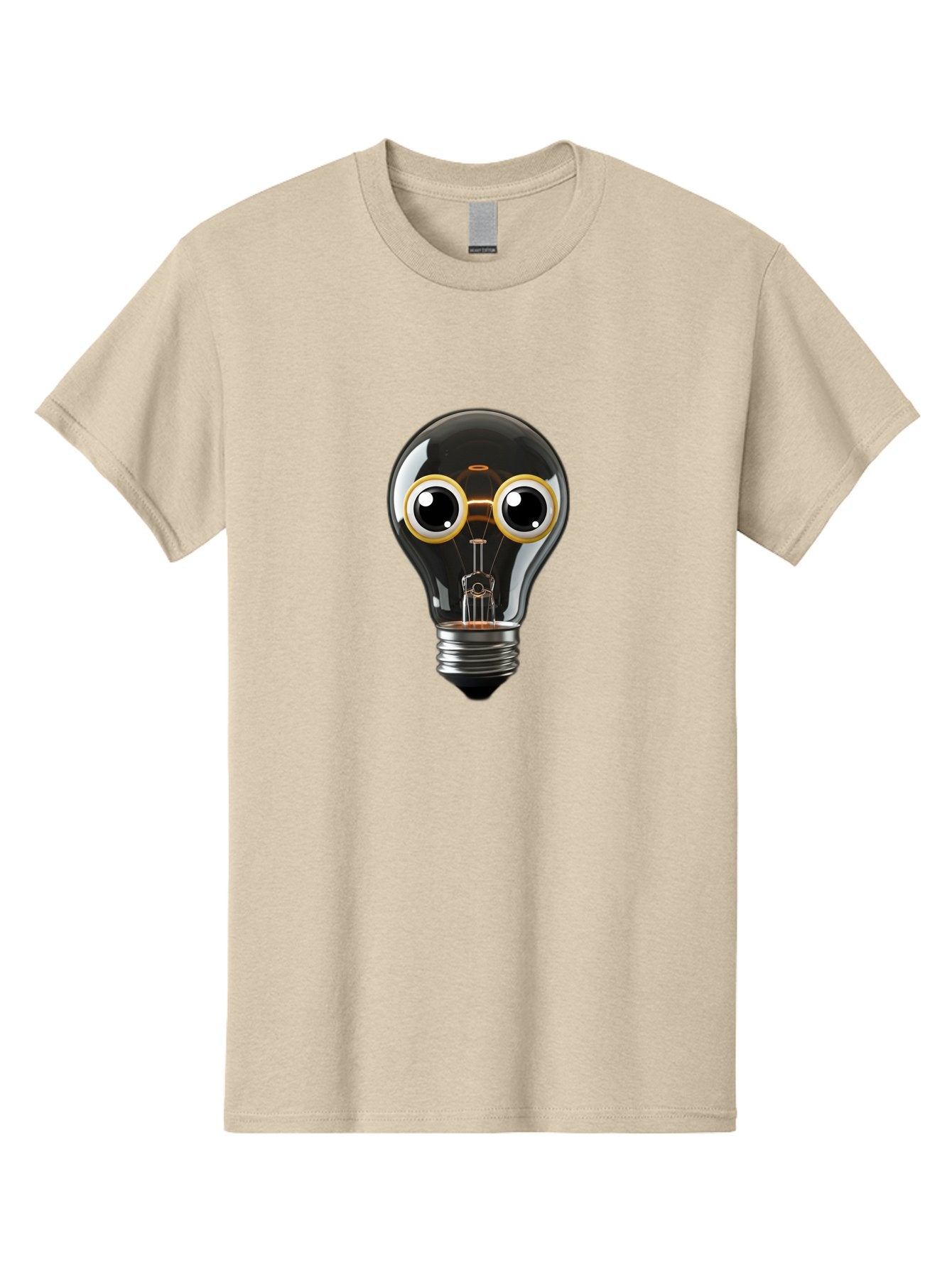 Light-Bulb-Eyes Men'S Graphic Tee, 100% Cotton, Comfortable Casual Summer Wear, Machine Washable, Cartoon Light Bulb, Light Bulb Character, Creative Idea, Innovation, Inspiration, Creative Thinking, Problem Solving Bac120 3