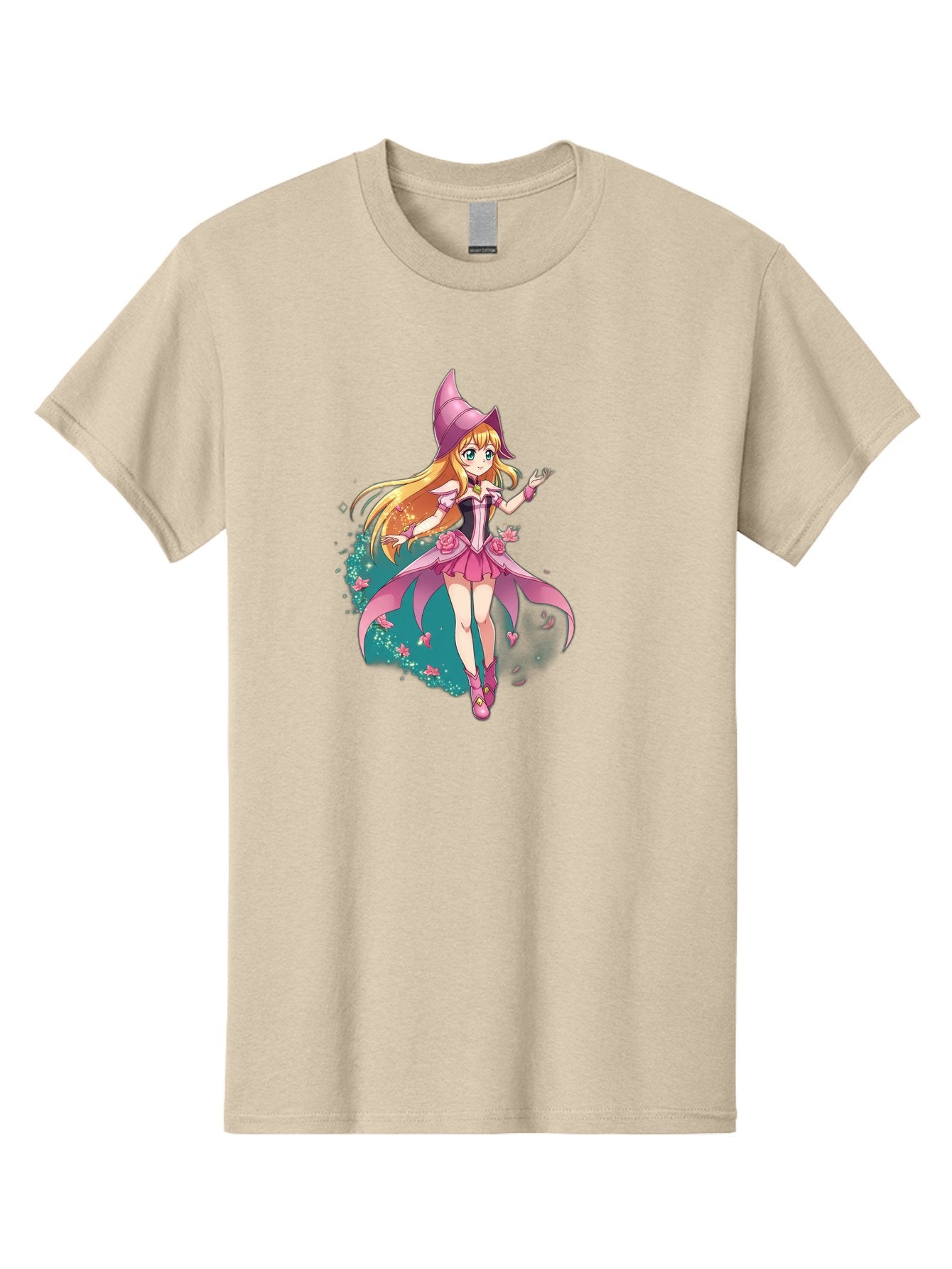 Lockette Men'S Graphic Tee, 100% Cotton, Comfortable Casual Summer Wear, Machine Washable, Anime Girl, Magical Powers, Fantasy Illustration, Pink Dress, Blonde Hair, Blue Eyes, Pink Hat, Charming Character, Winx Club Bac122 11