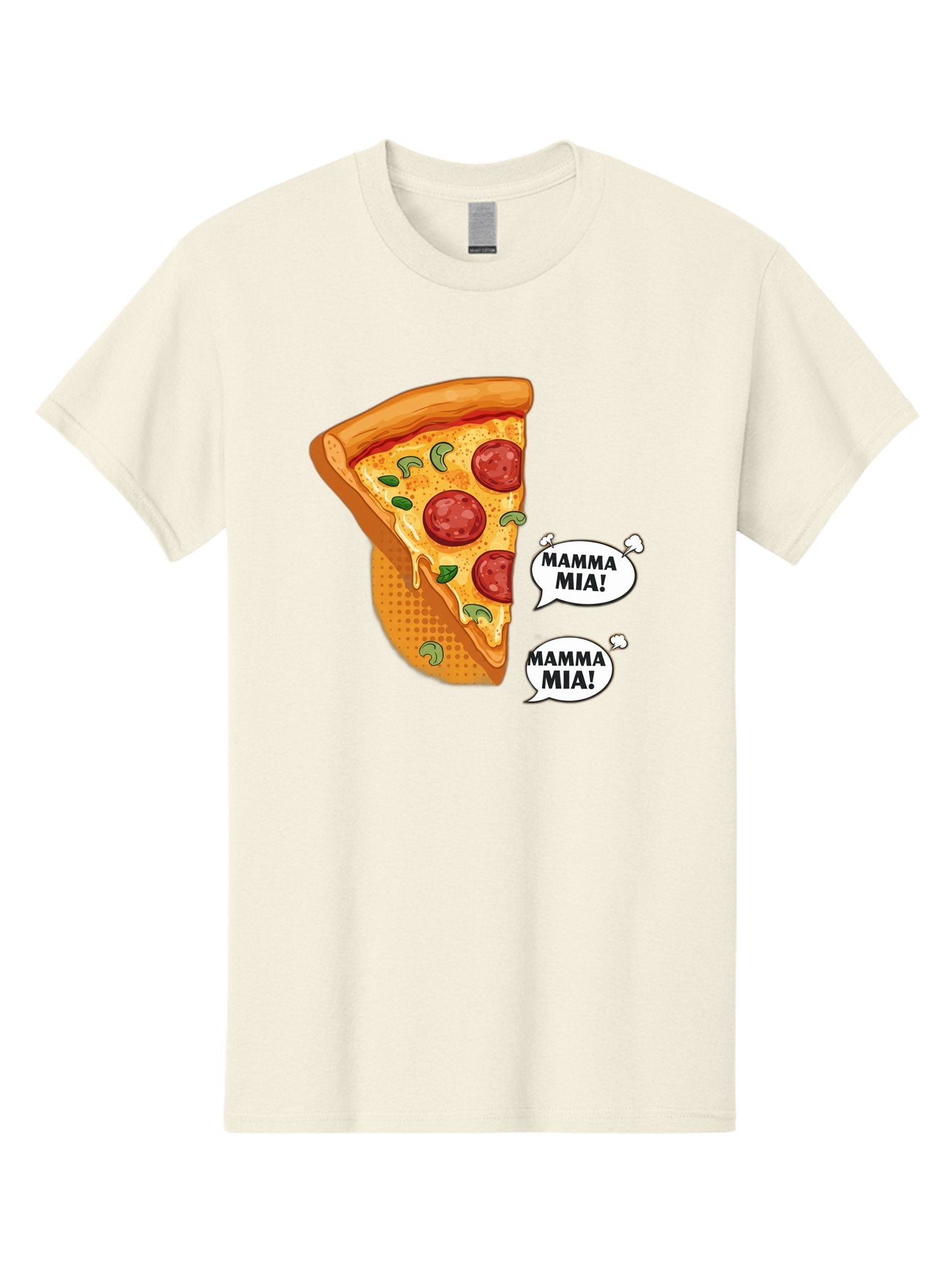 Mamma-Mia-Pizza Men'S Graphic Tee, 100% Cotton, Comfortable Casual Summer Wear, Machine Washable, Pepperoni Pizza Slice, Melted Cheese, Green Basil, Italian Food, Delicious Meal, Mamma Mia, Cartoon Style, Appetizing Dish, Cheesy Goodness, Bac125 9