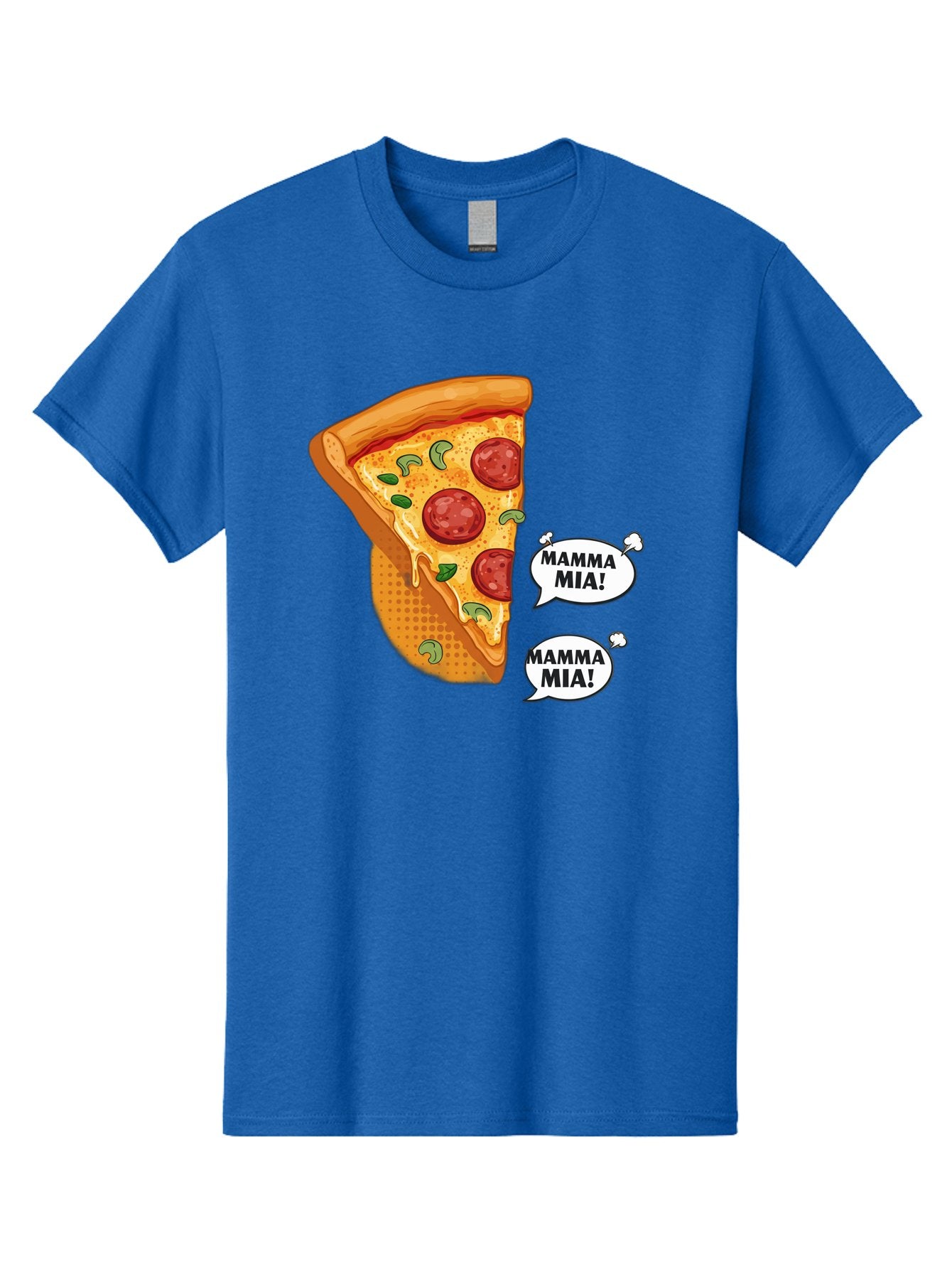 Mamma-Mia-Pizza Men'S Graphic Tee, 100% Cotton, Comfortable Casual Summer Wear, Machine Washable, Pepperoni Pizza Slice, Melted Cheese, Green Basil, Italian Food, Delicious Meal, Mamma Mia, Cartoon Style, Appetizing Dish, Cheesy Goodness, Bac125 7