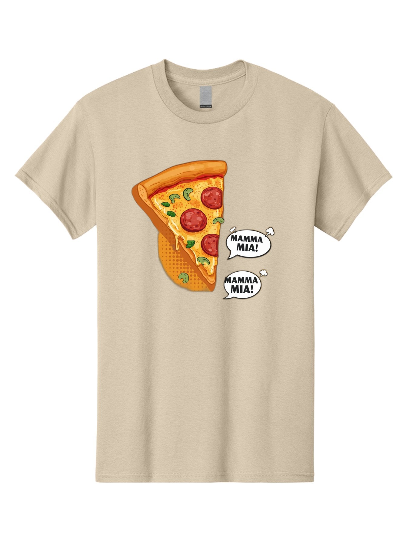 Mamma-Mia-Pizza Men'S Graphic Tee, 100% Cotton, Comfortable Casual Summer Wear, Machine Washable, Pepperoni Pizza Slice, Melted Cheese, Green Basil, Italian Food, Delicious Meal, Mamma Mia, Cartoon Style, Appetizing Dish, Cheesy Goodness, Bac125 14