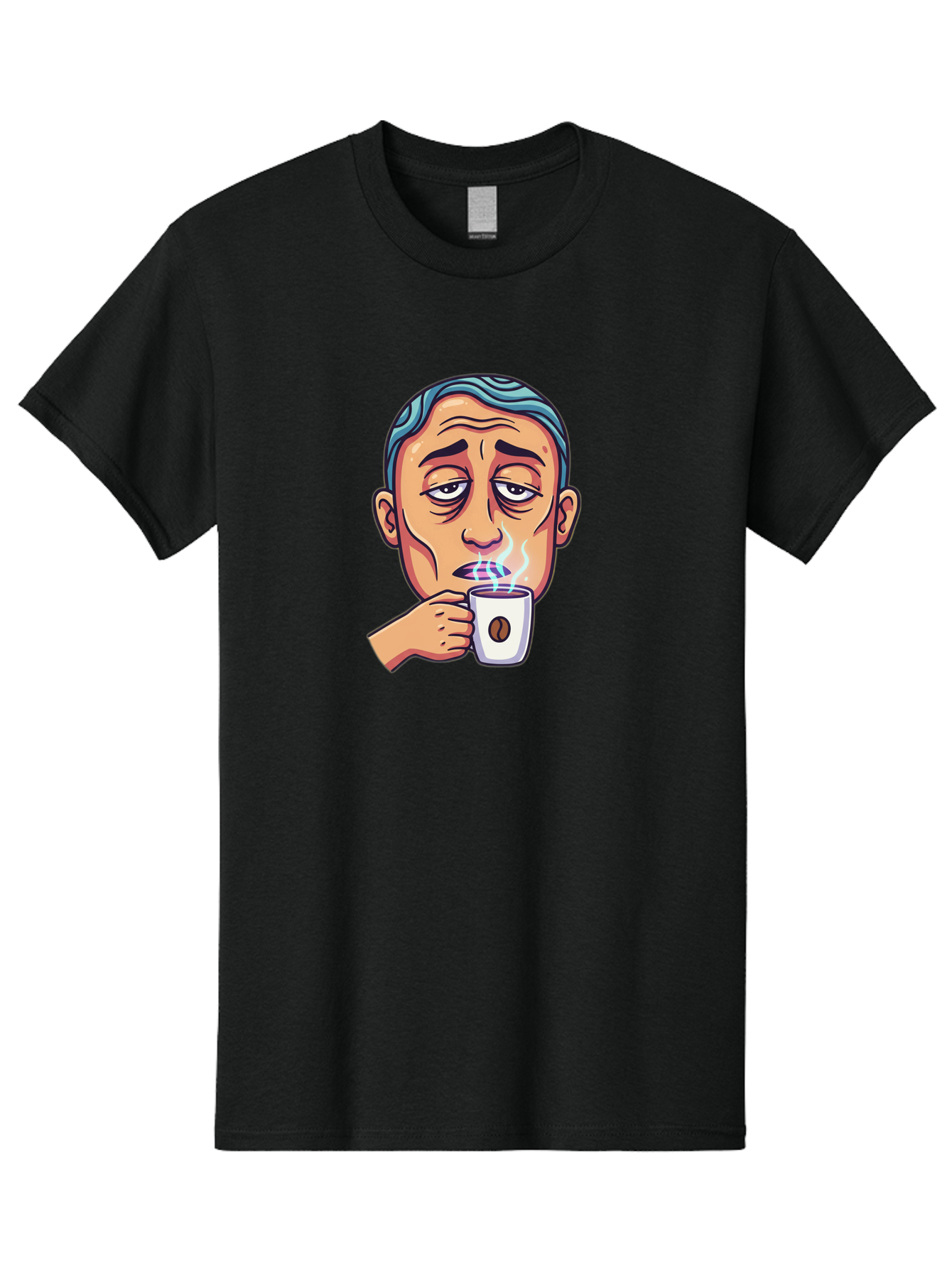 Man-Drinking-Coffee-1 Men'S Graphic Tee, 100% Cotton, Comfortable Casual Summer Wear, Machine Washable, Cartoon Man Drinking Coffee, Steaming Hot Beverage, Morning Pick-Me-Up, Caffeine Fix, Coffee Lover, Humorous Illustration Bac126 10