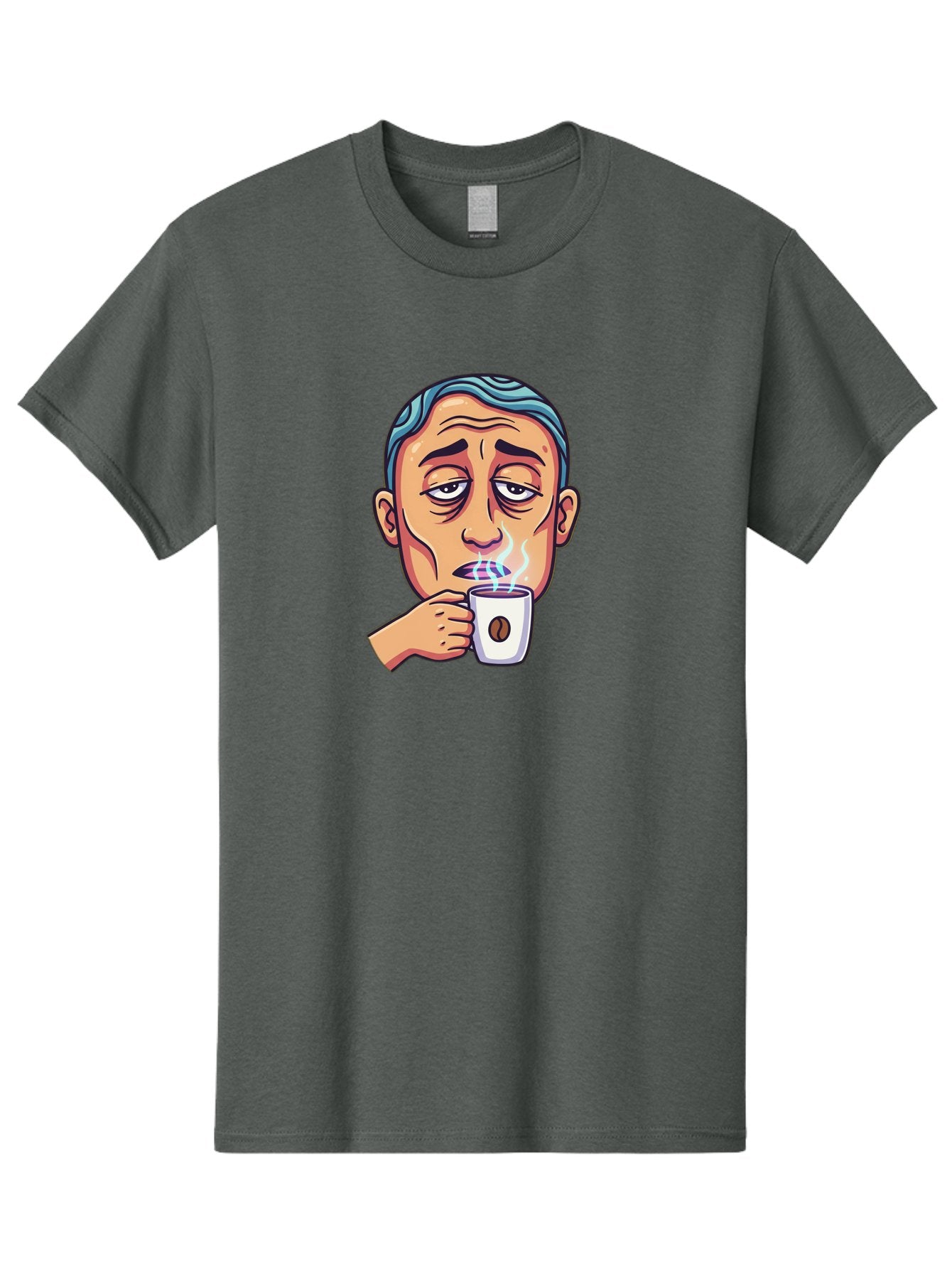 Man-Drinking-Coffee-1 Men'S Graphic Tee, 100% Cotton, Comfortable Casual Summer Wear, Machine Washable, Cartoon Man Drinking Coffee, Steaming Hot Beverage, Morning Pick-Me-Up, Caffeine Fix, Coffee Lover, Humorous Illustration Bac126 11