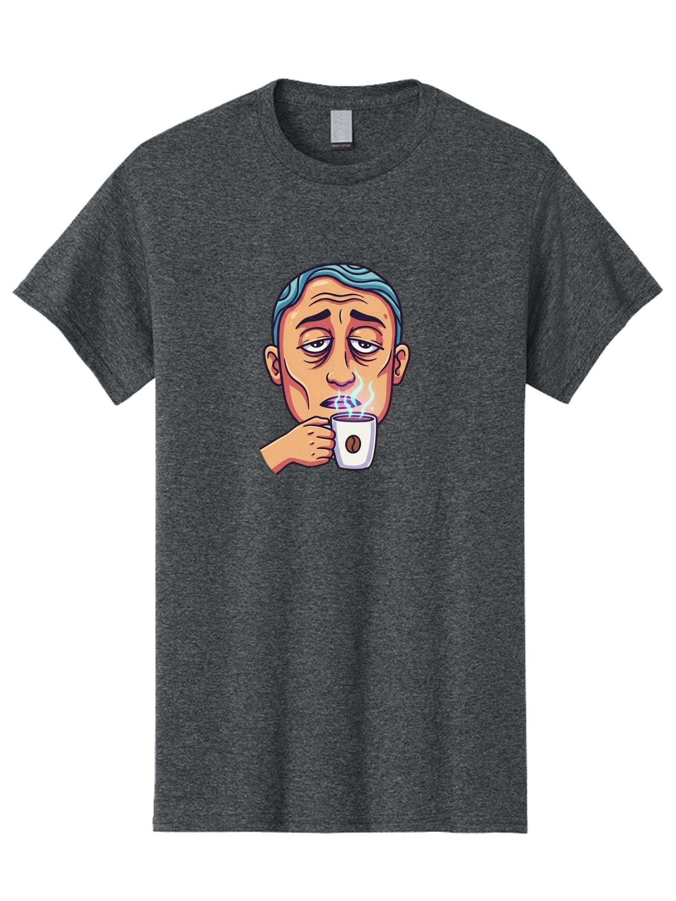 Man-Drinking-Coffee-1 Men'S Graphic Tee, 100% Cotton, Comfortable Casual Summer Wear, Machine Washable, Cartoon Man Drinking Coffee, Steaming Hot Beverage, Morning Pick-Me-Up, Caffeine Fix, Coffee Lover, Humorous Illustration Bac126 13