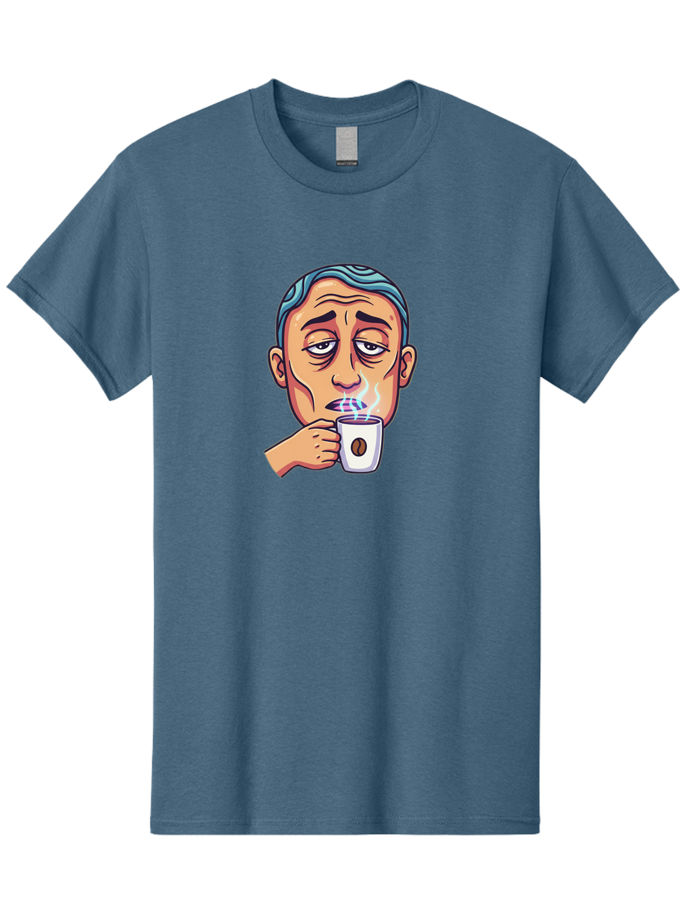 Man-Drinking-Coffee-1 Men'S Graphic Tee, 100% Cotton, Comfortable Casual Summer Wear, Machine Washable, Cartoon Man Drinking Coffee, Steaming Hot Beverage, Morning Pick-Me-Up, Caffeine Fix, Coffee Lover, Humorous Illustration Bac126 8
