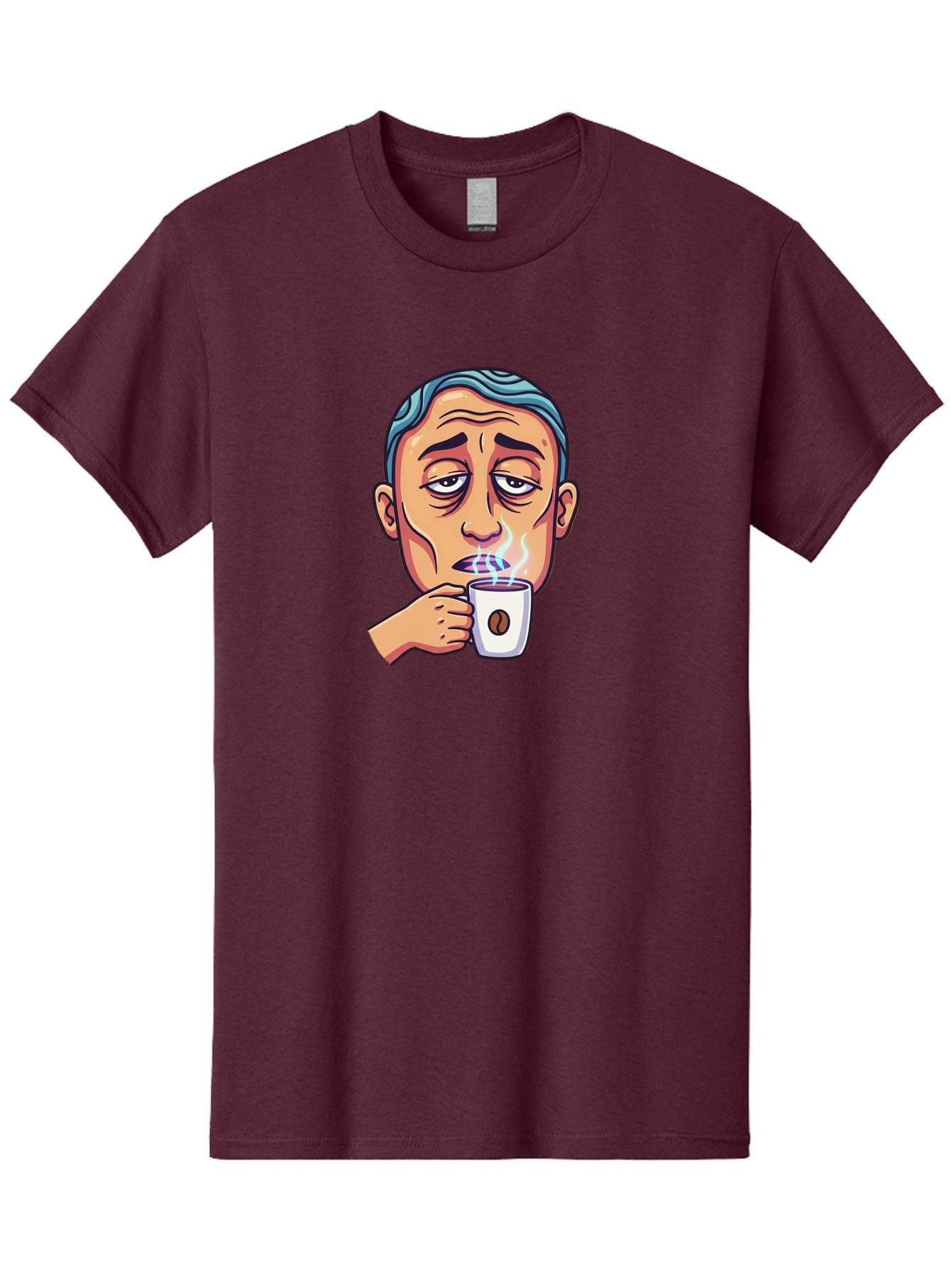 Man-Drinking-Coffee-1 Men'S Graphic Tee, 100% Cotton, Comfortable Casual Summer Wear, Machine Washable, Cartoon Man Drinking Coffee, Steaming Hot Beverage, Morning Pick-Me-Up, Caffeine Fix, Coffee Lover, Humorous Illustration Bac126 14