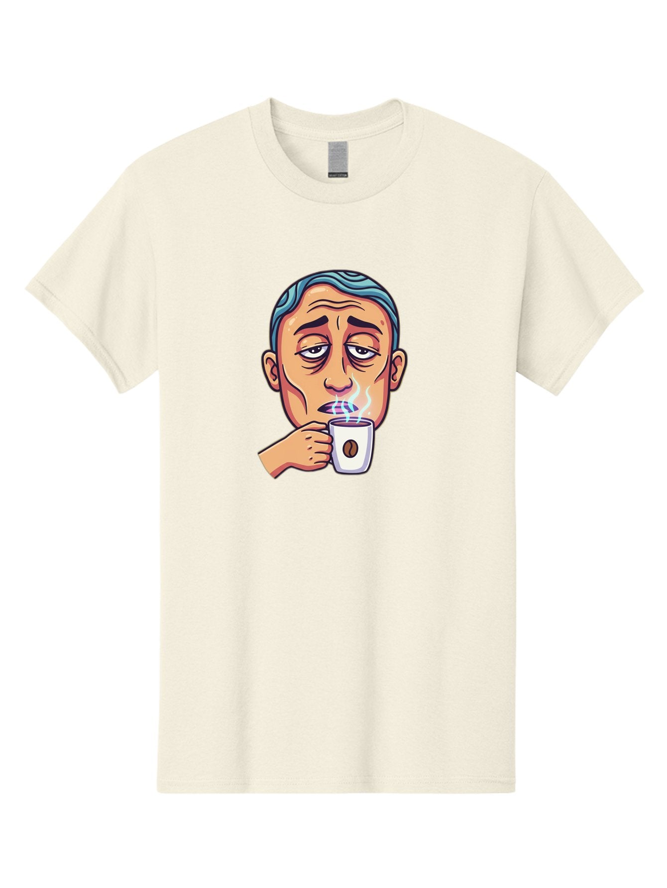 Man-Drinking-Coffee-1 Men'S Graphic Tee, 100% Cotton, Comfortable Casual Summer Wear, Machine Washable, Cartoon Man Drinking Coffee, Steaming Hot Beverage, Morning Pick-Me-Up, Caffeine Fix, Coffee Lover, Humorous Illustration Bac126 15