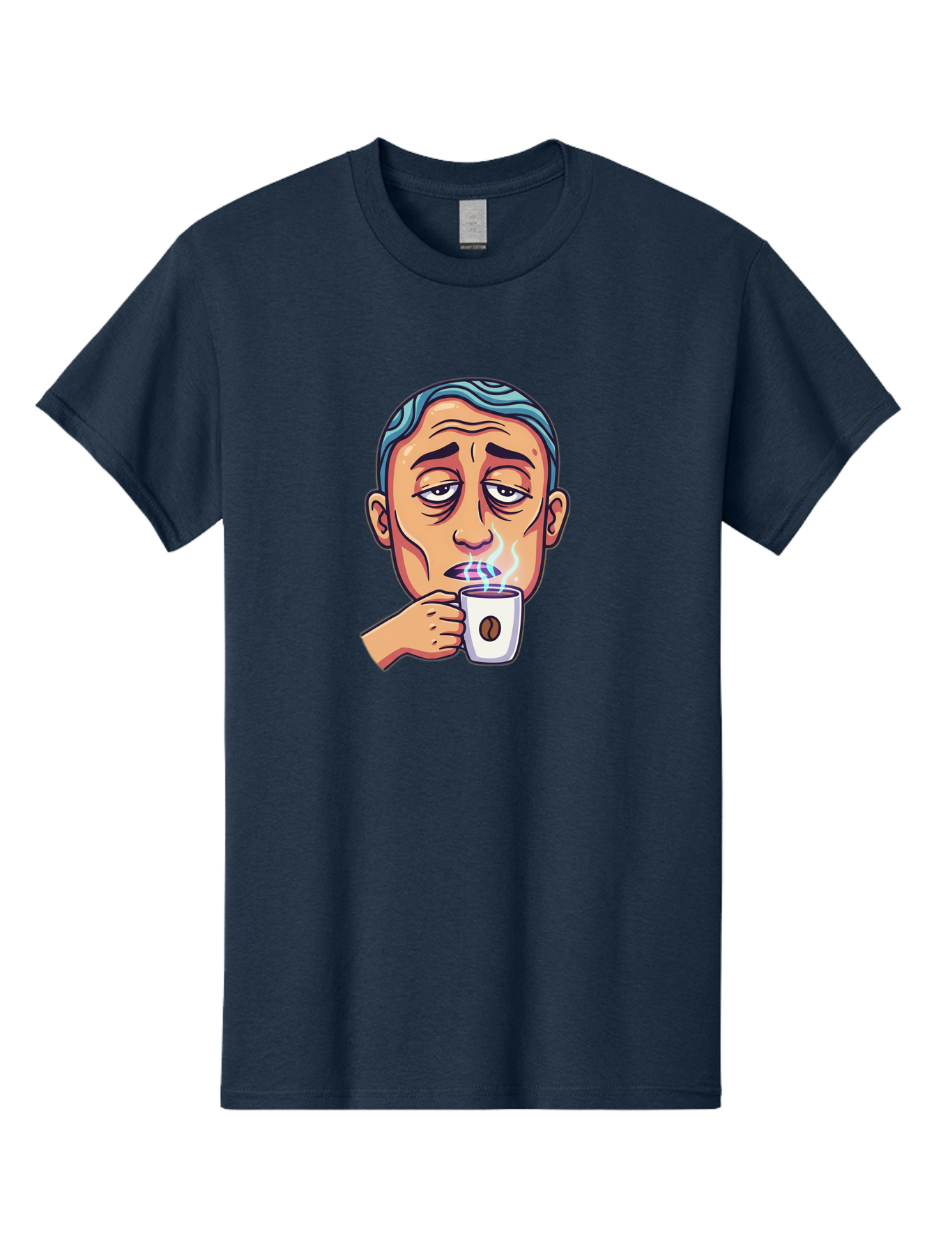 Man-Drinking-Coffee-1 Men'S Graphic Tee, 100% Cotton, Comfortable Casual Summer Wear, Machine Washable, Cartoon Man Drinking Coffee, Steaming Hot Beverage, Morning Pick-Me-Up, Caffeine Fix, Coffee Lover, Humorous Illustration Bac126 6