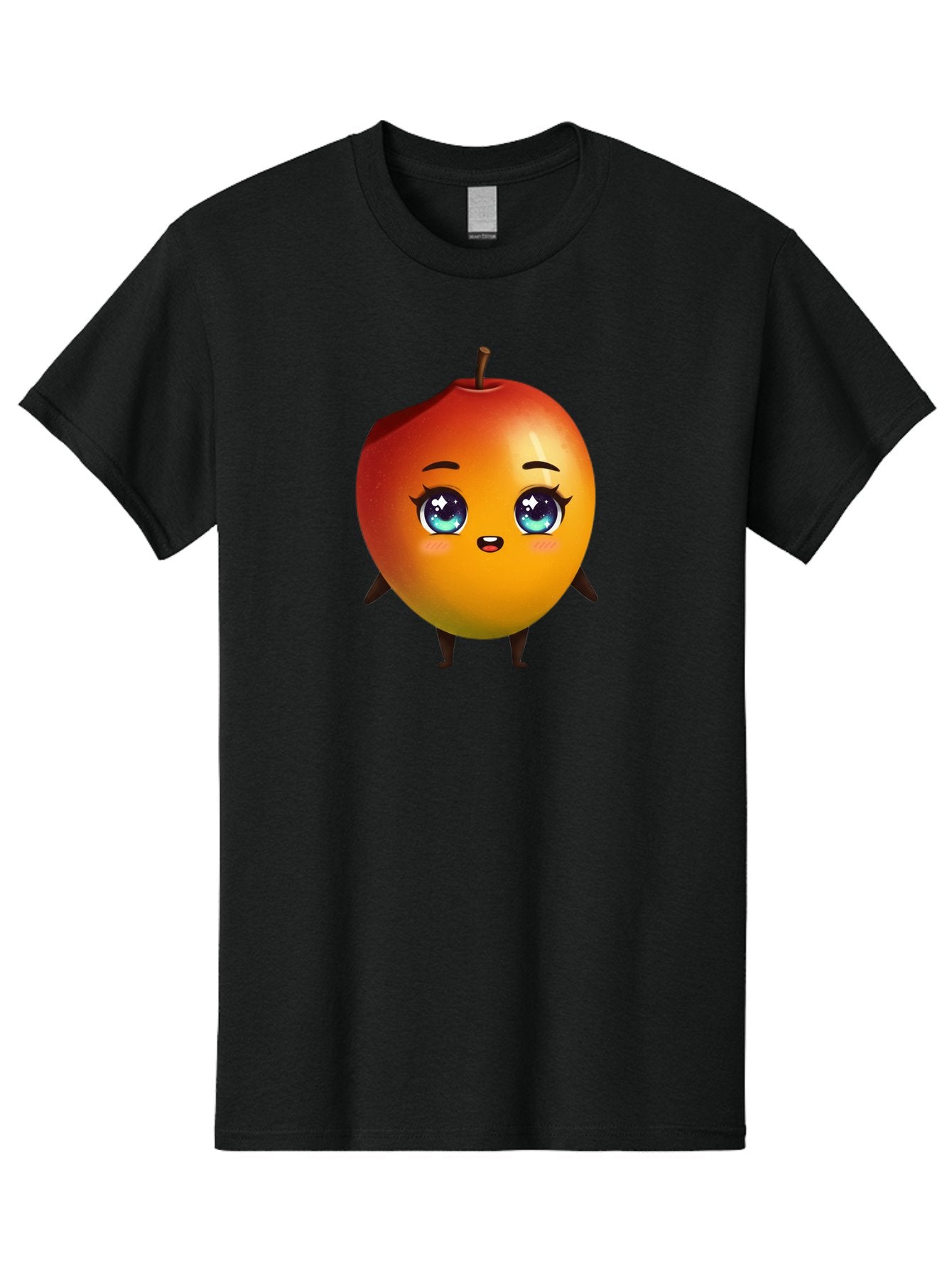 Mango-1 Men'S Graphic Tee, 100% Cotton, Comfortable Casual Summer Wear, Machine Washable, Cartoon Apple, Kawaii Fruit, Adorable Character, Big Eyes, Sweet Expression, Playful Design, Vibrant Colors, Fun Illustration, Kawaii Art Bac128 10